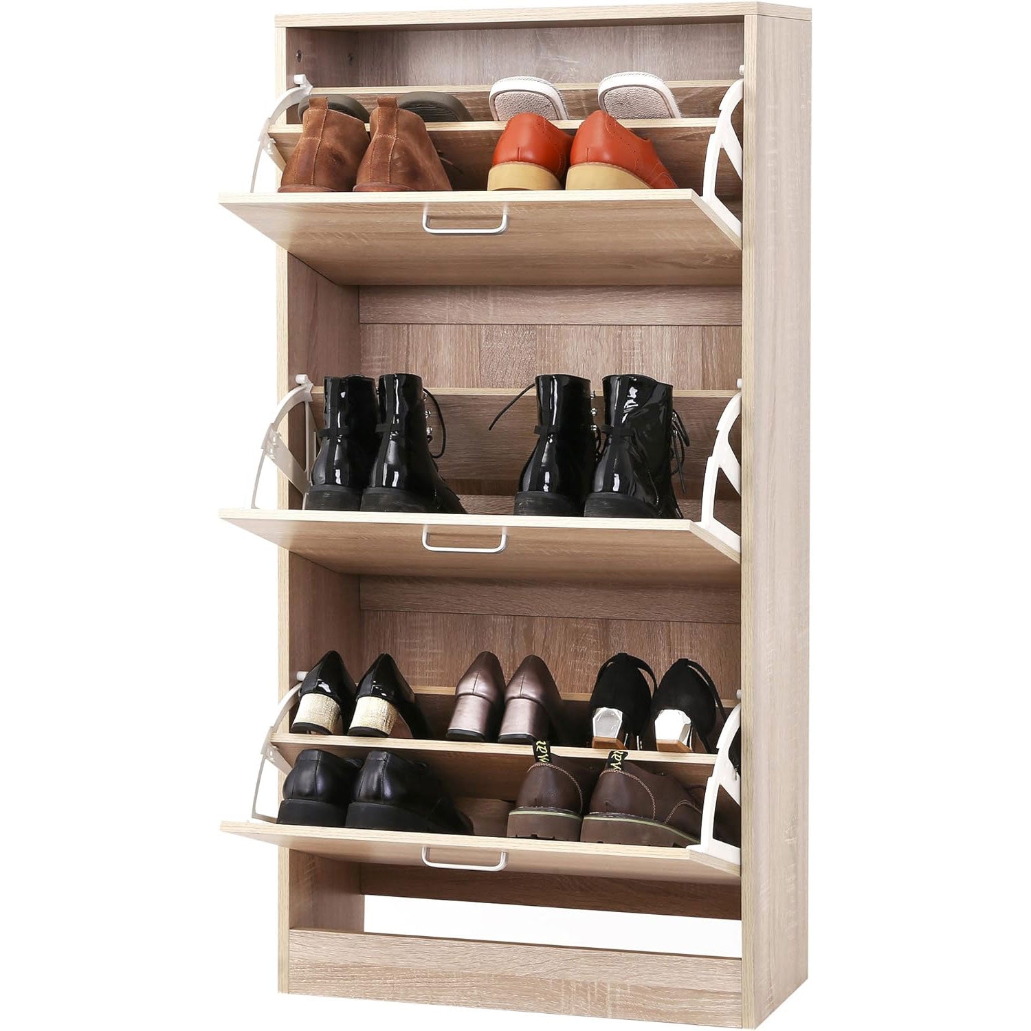 VASAGLE - Meuble Chaussure, Armoire à Chaussures, Etagere Chaussure, Range Chaussures, 3 abattants Étagère, Chaussures Abattant, Réglable