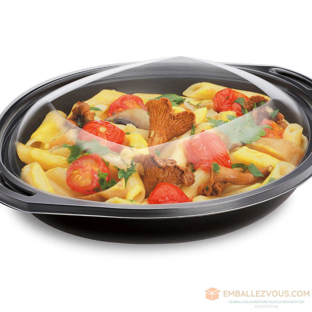 Plat individuel avec couvercle micro ondable wokipack 750cc - l229-l197xh46-h23mm- vendu par 200