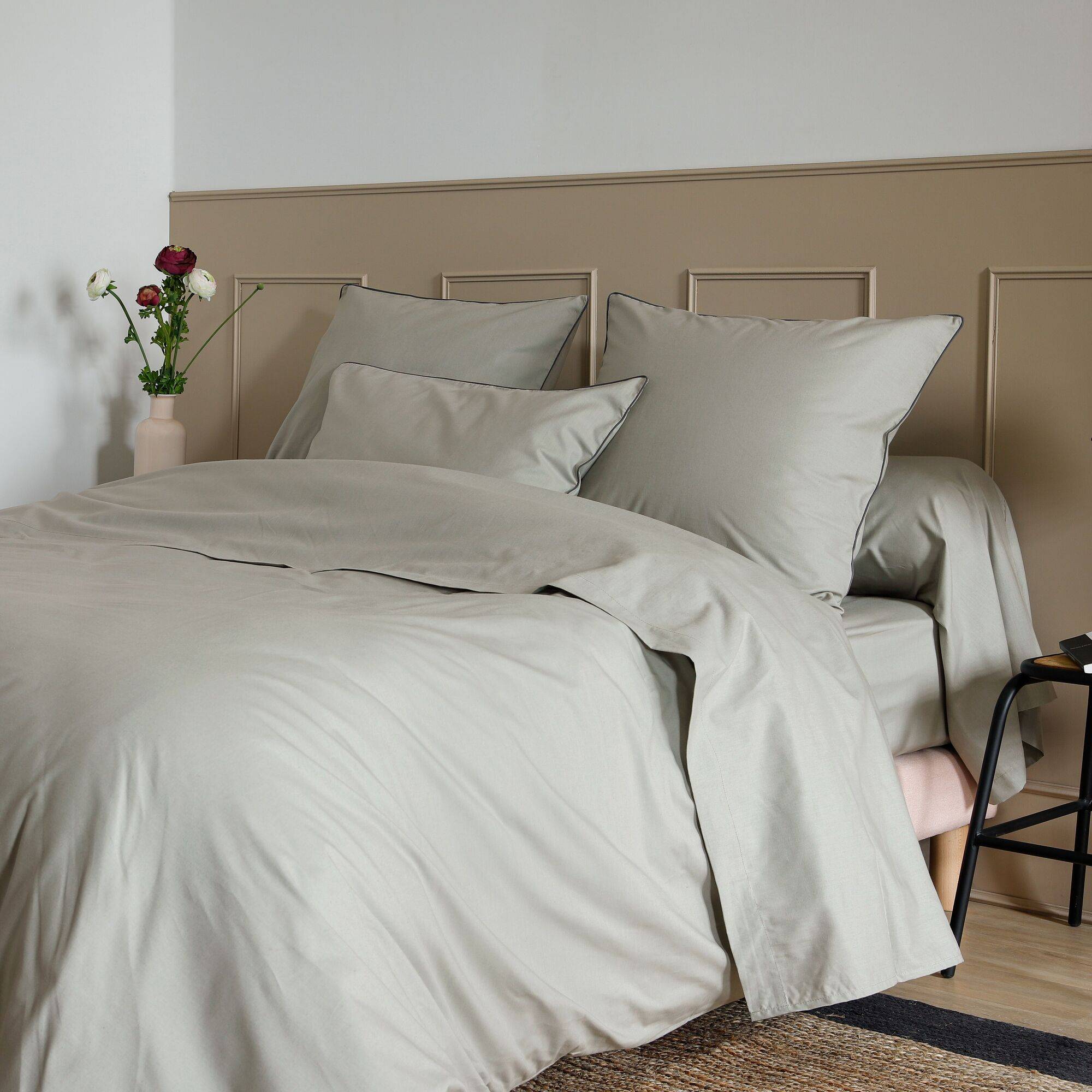 Taie de traversin coton bio Thaïs CAMIF - Bronze