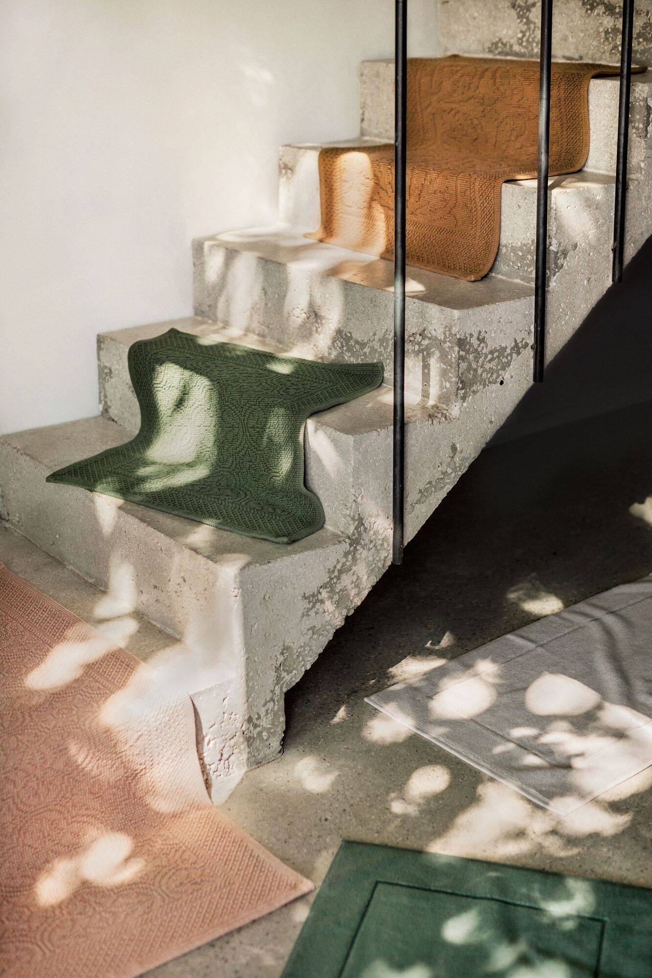 Tapis de bain coton Hammam HAOMY - Céladon - 60 x 80 cm