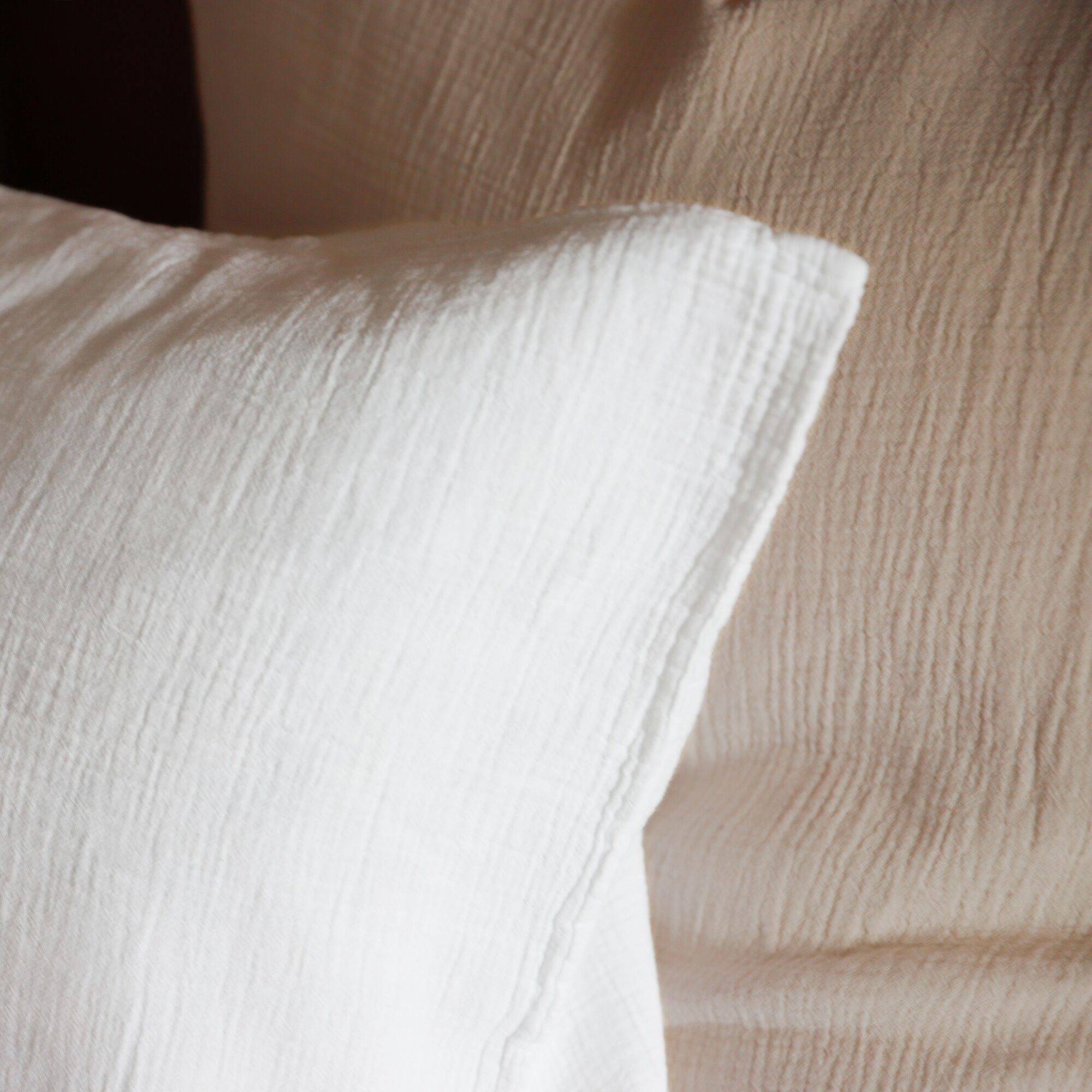 Taie d'oreiller gaze de coton bio Lou CAMIF - Blanc - 50 x 70 cm