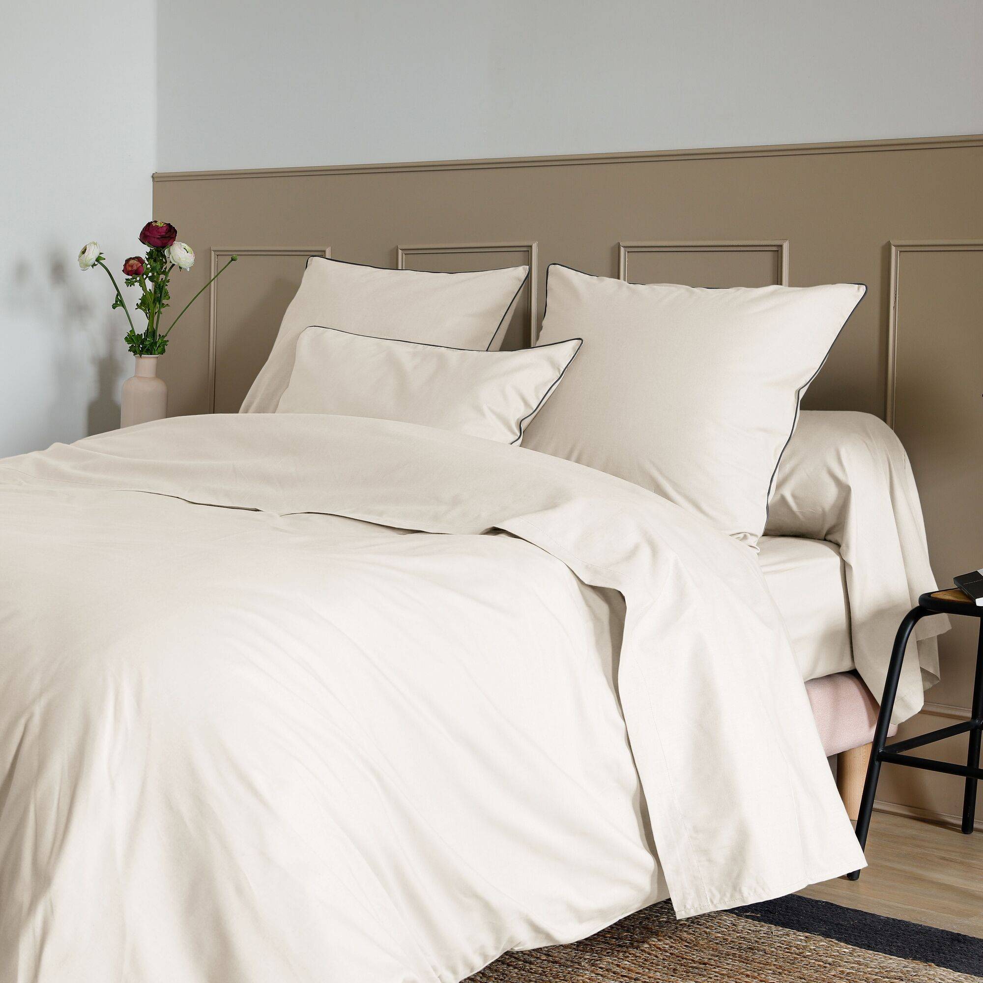 Taie de traversin coton bio Thaïs CAMIF - Dune