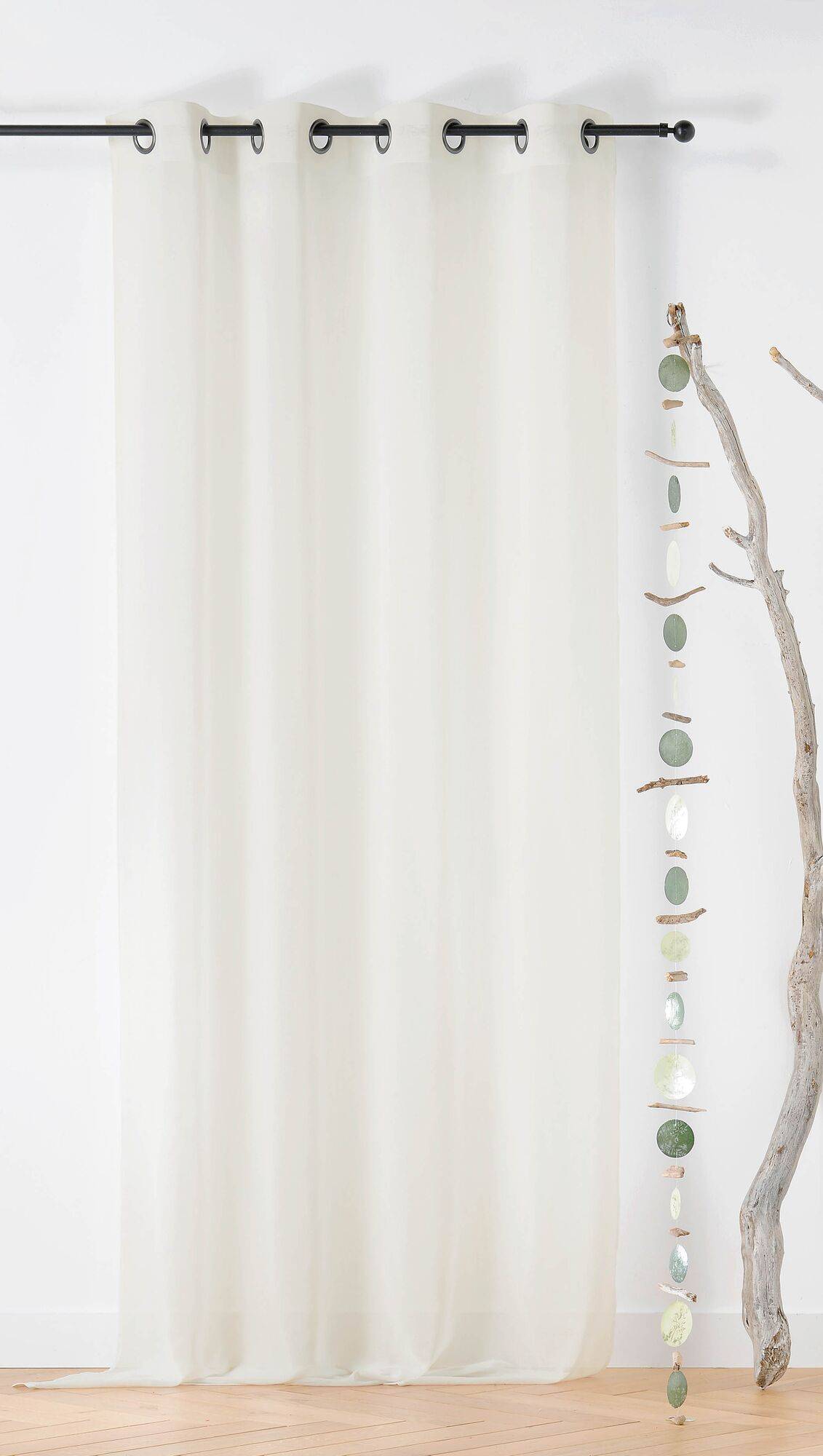 Voilage polyester Loris CAMIF - Blanc cassé - 135 x 260 cm