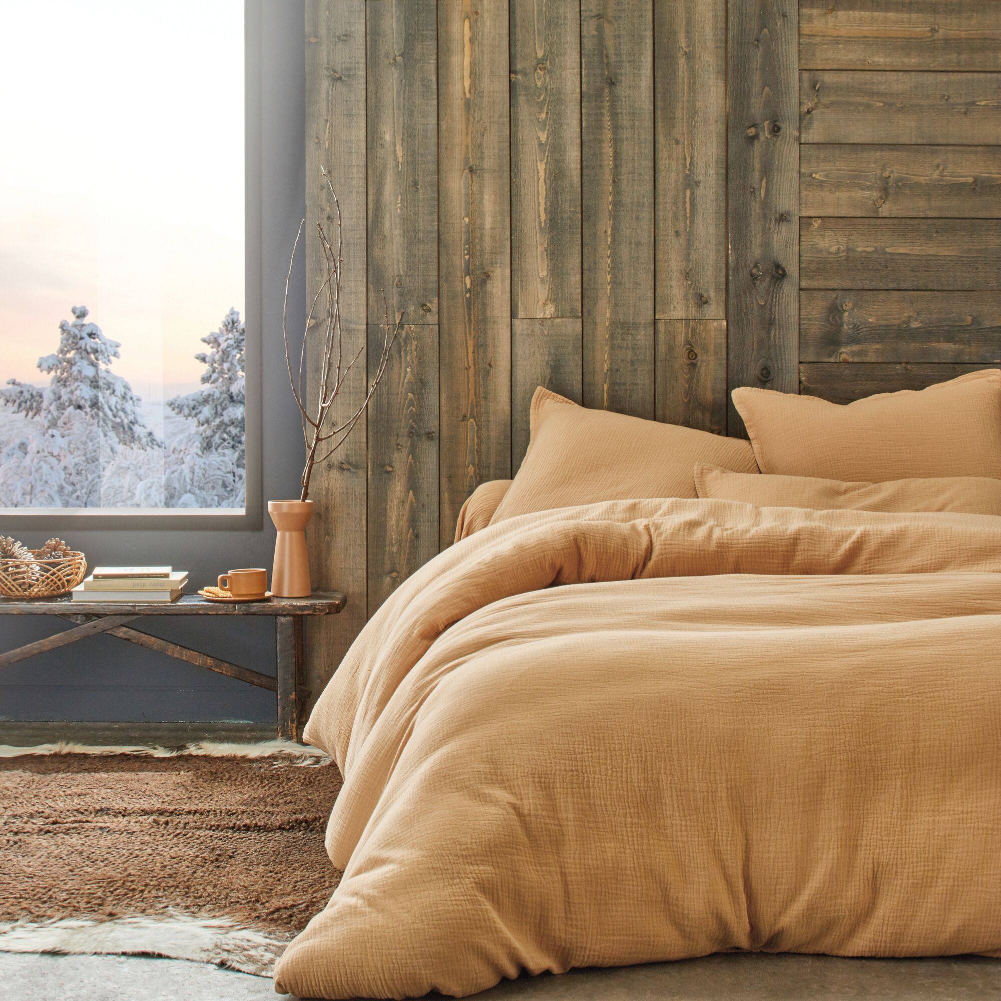 Taie gaze de coton Cosy BLANC DES VOSGES - Savane - Taie d'oreiller 65 x 65 cm