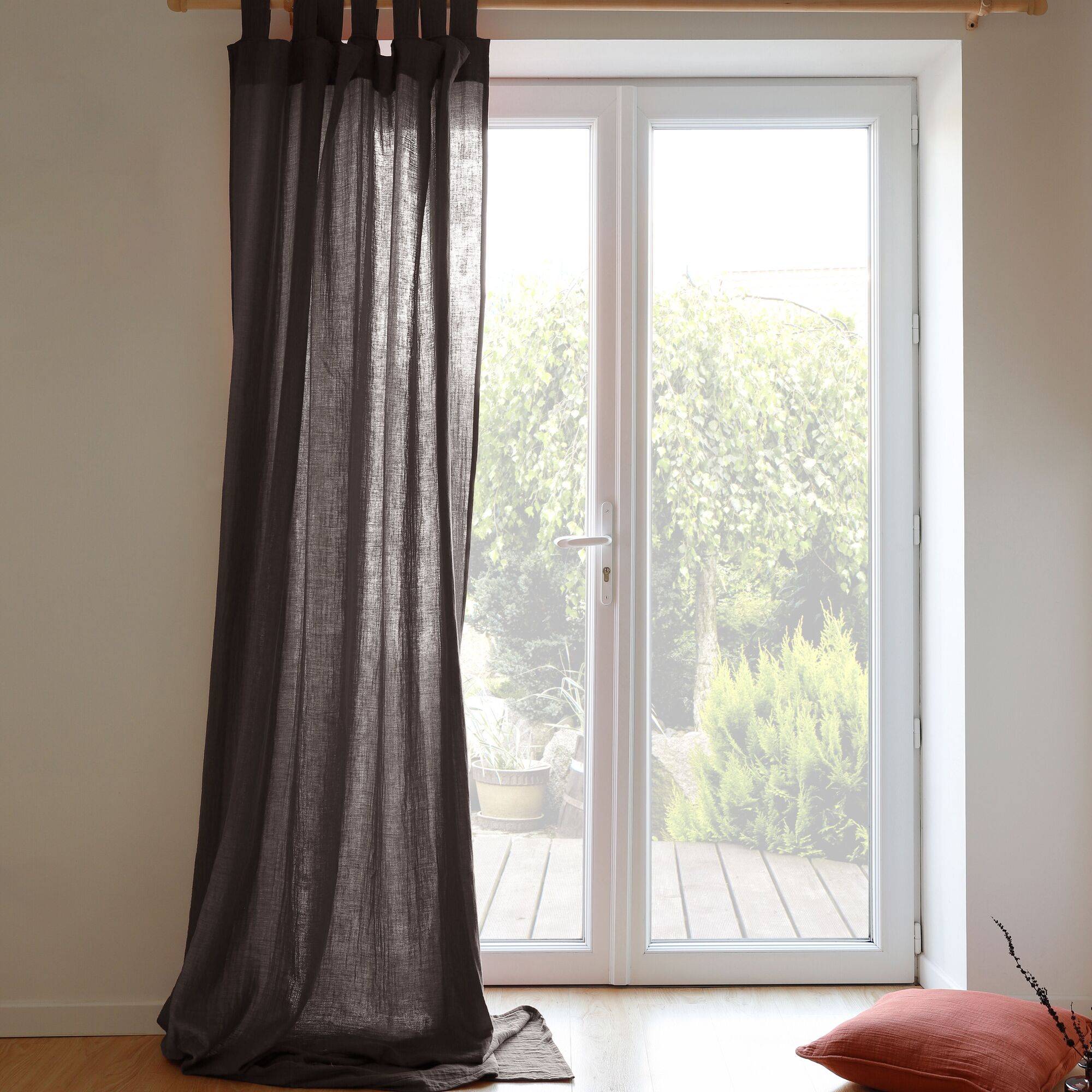 Rideau à pattes gaze de coton Cybelle CAMIF - Taupe