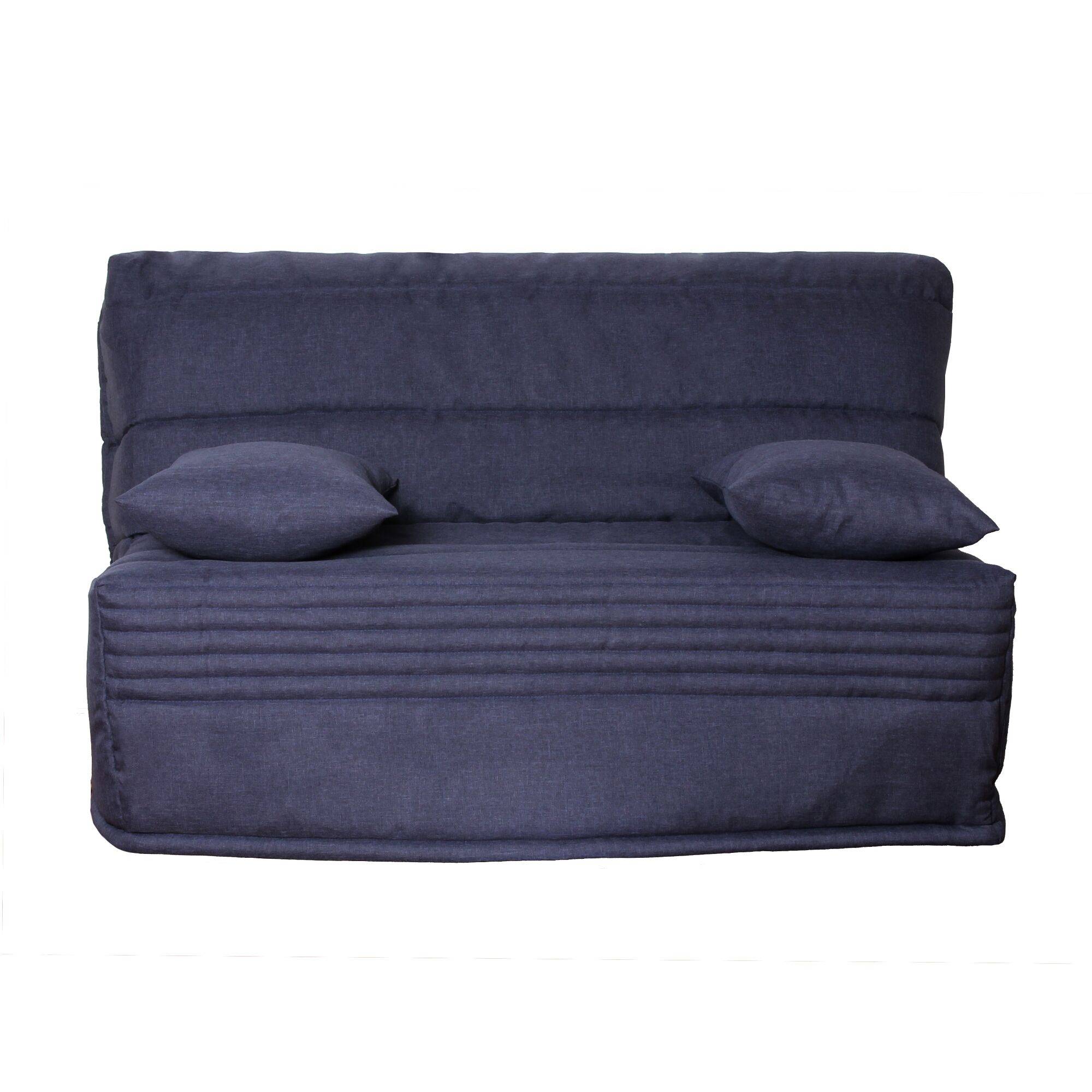 Canapé BZ tissu matelas 14 cm,Orthense - Bleu - 140 x 200 cm