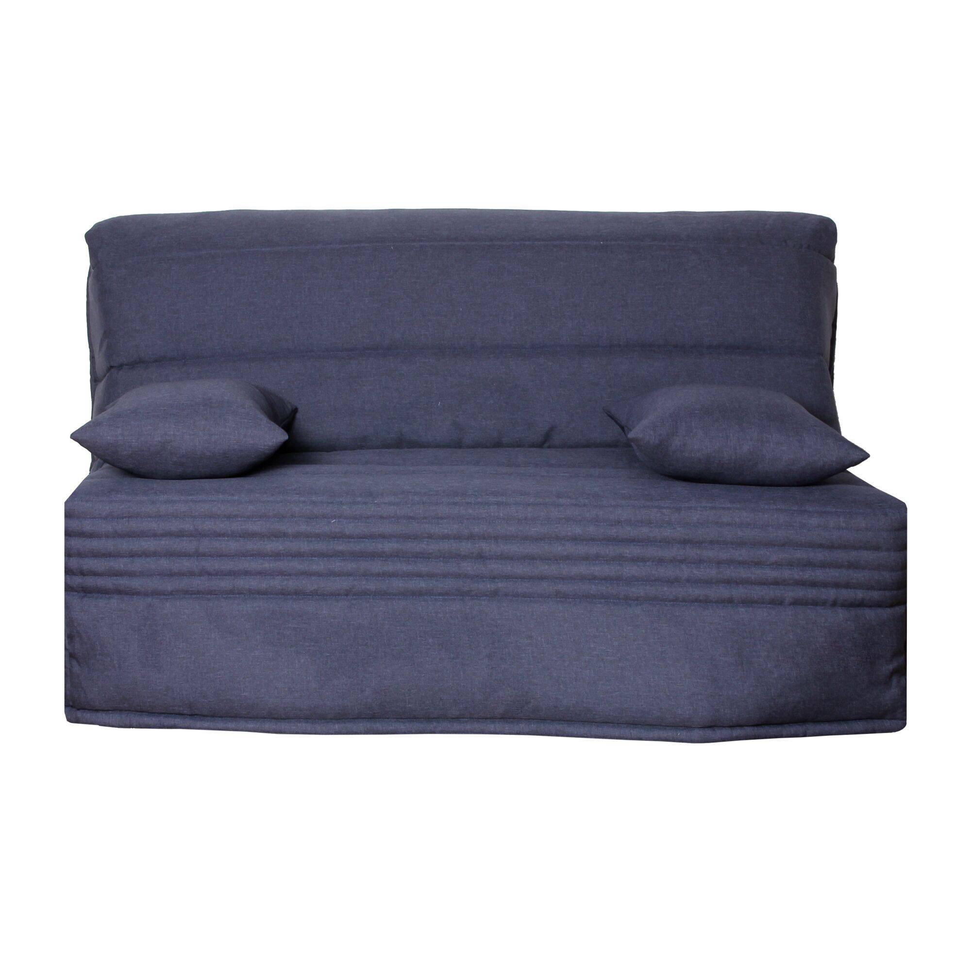 Canapé BZ tissu matelas 14 cm,Orthense - Bleu - 160 x 200 cm