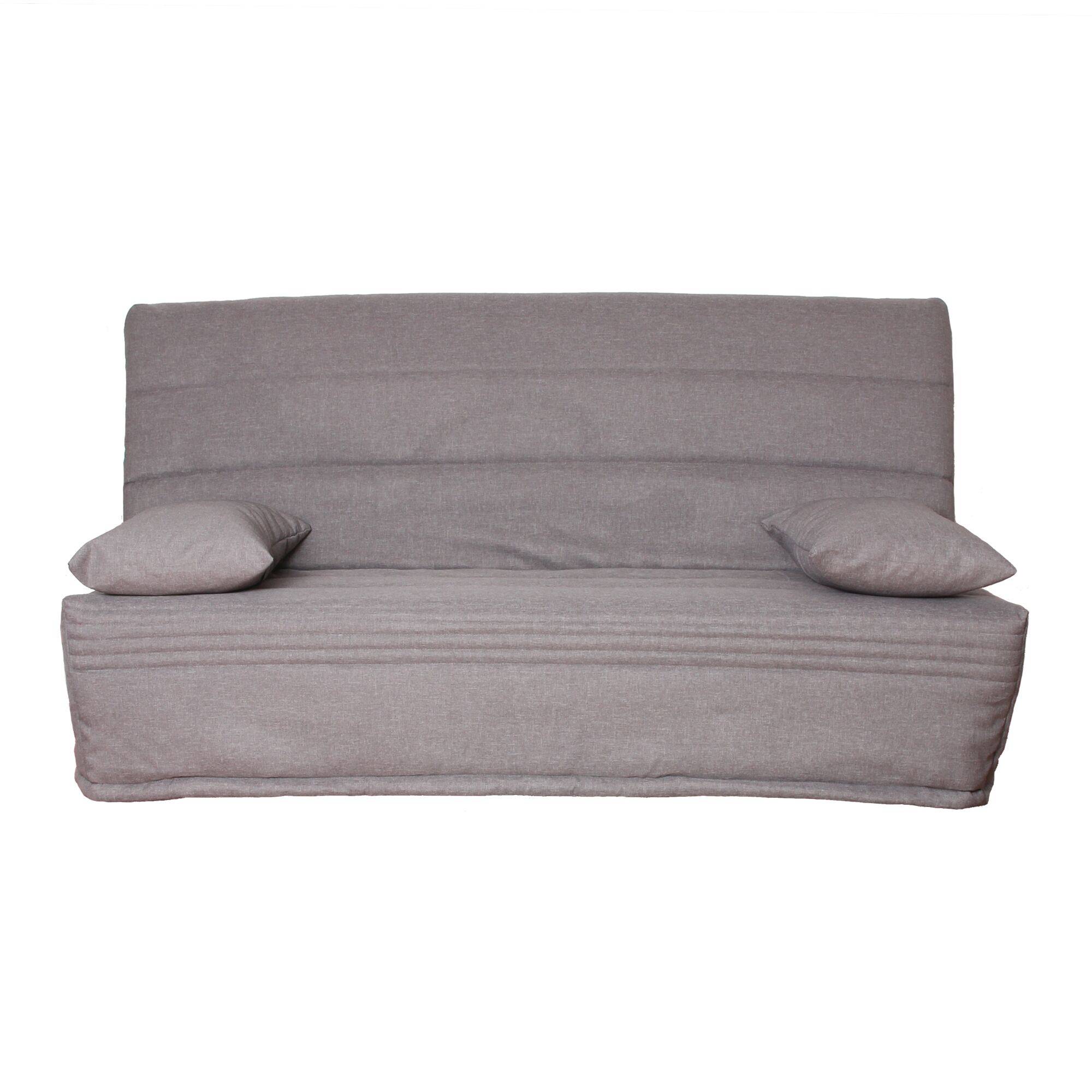 Canapé clic-clac tissu matelas 15 cm Orthense - Gris - Matelas mousse HR