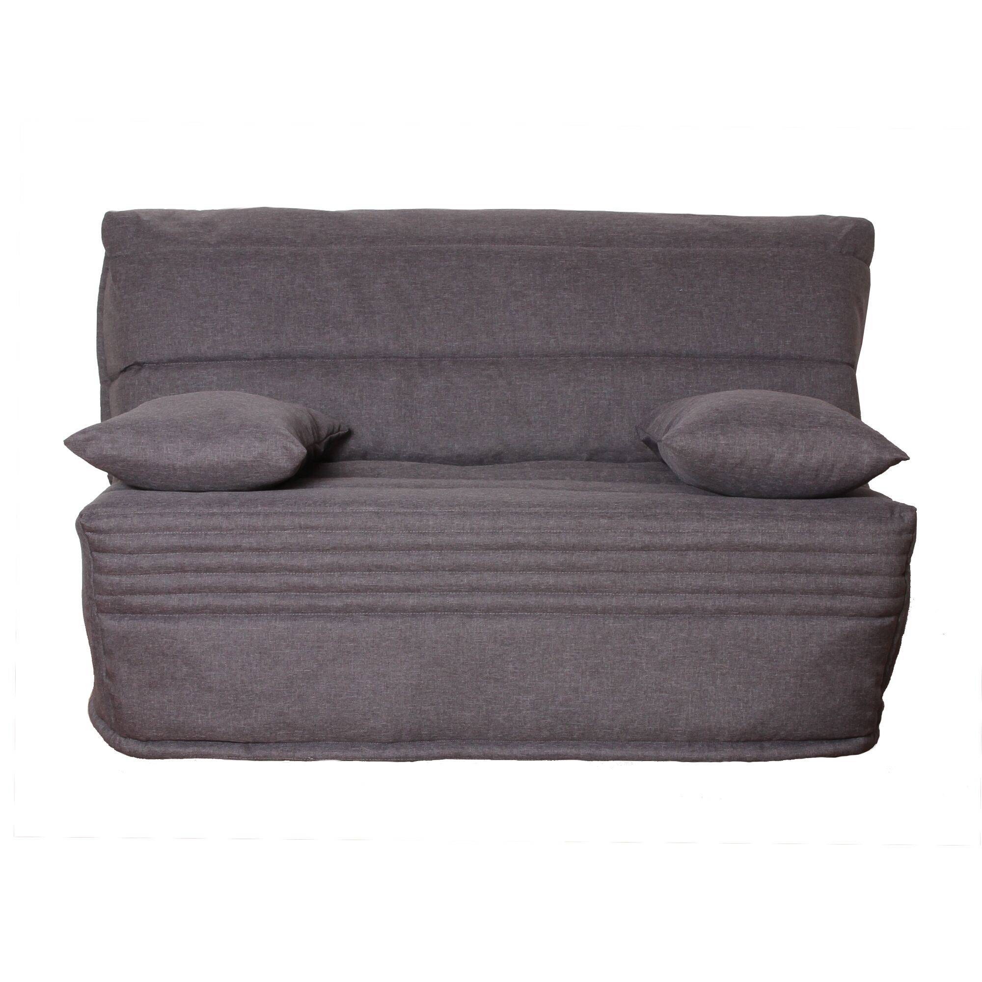 Canapé BZ tissu matelas 14 cm,Orthense - Anthracite - 140 x 200 cm