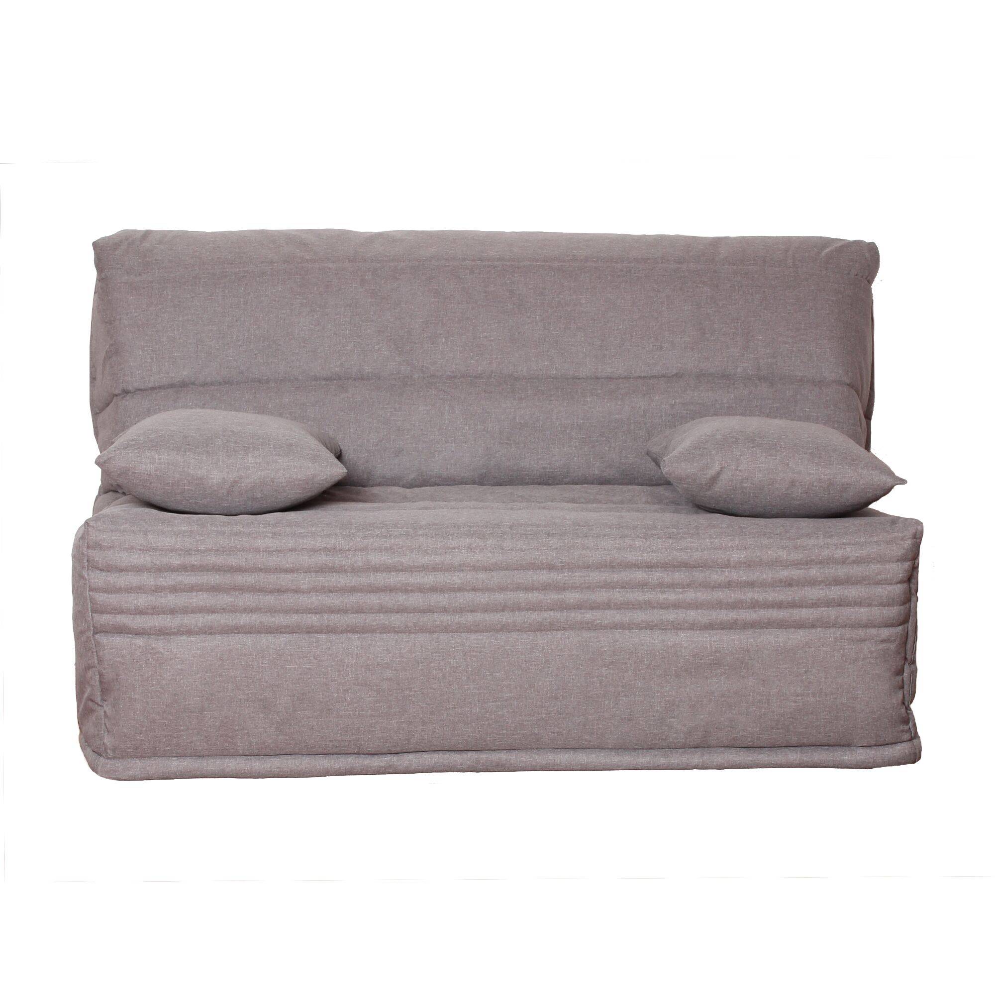 Canapé BZ tissu matelas 14 cm,Orthense - Gris - 140 x 200 cm