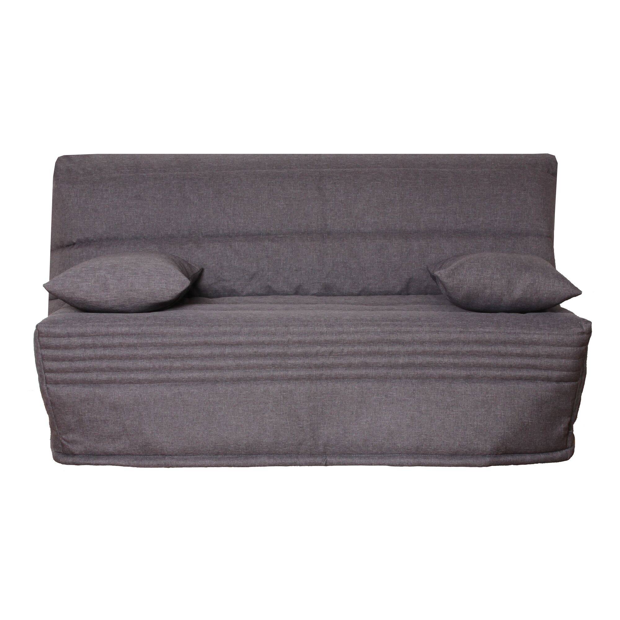 Canapé BZ tissu matelas 14 cm,Orthense - Anthracite - 160 x 200 cm