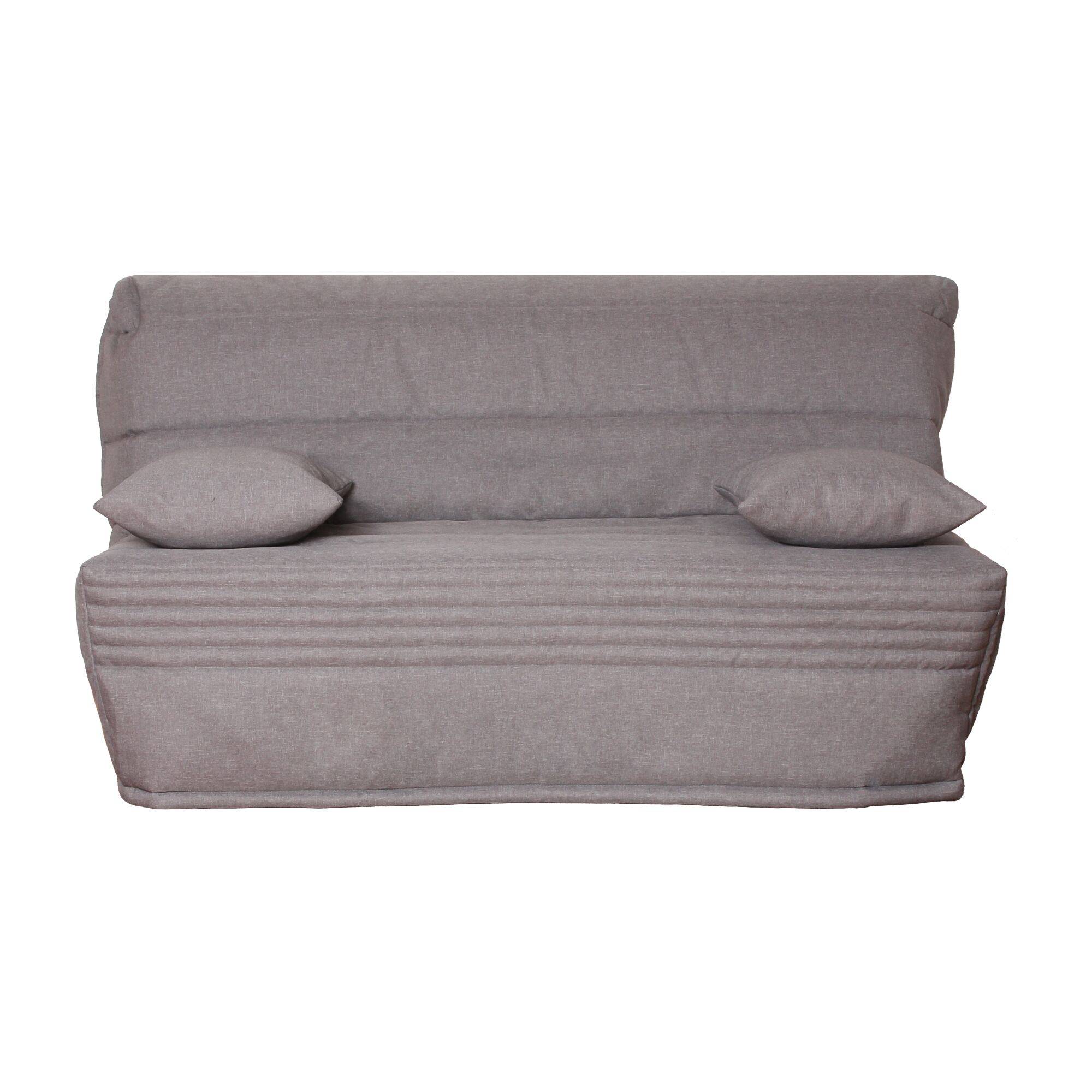 Canapé BZ tissu matelas 14 cm,Orthense - Gris - 160 x 200 cm