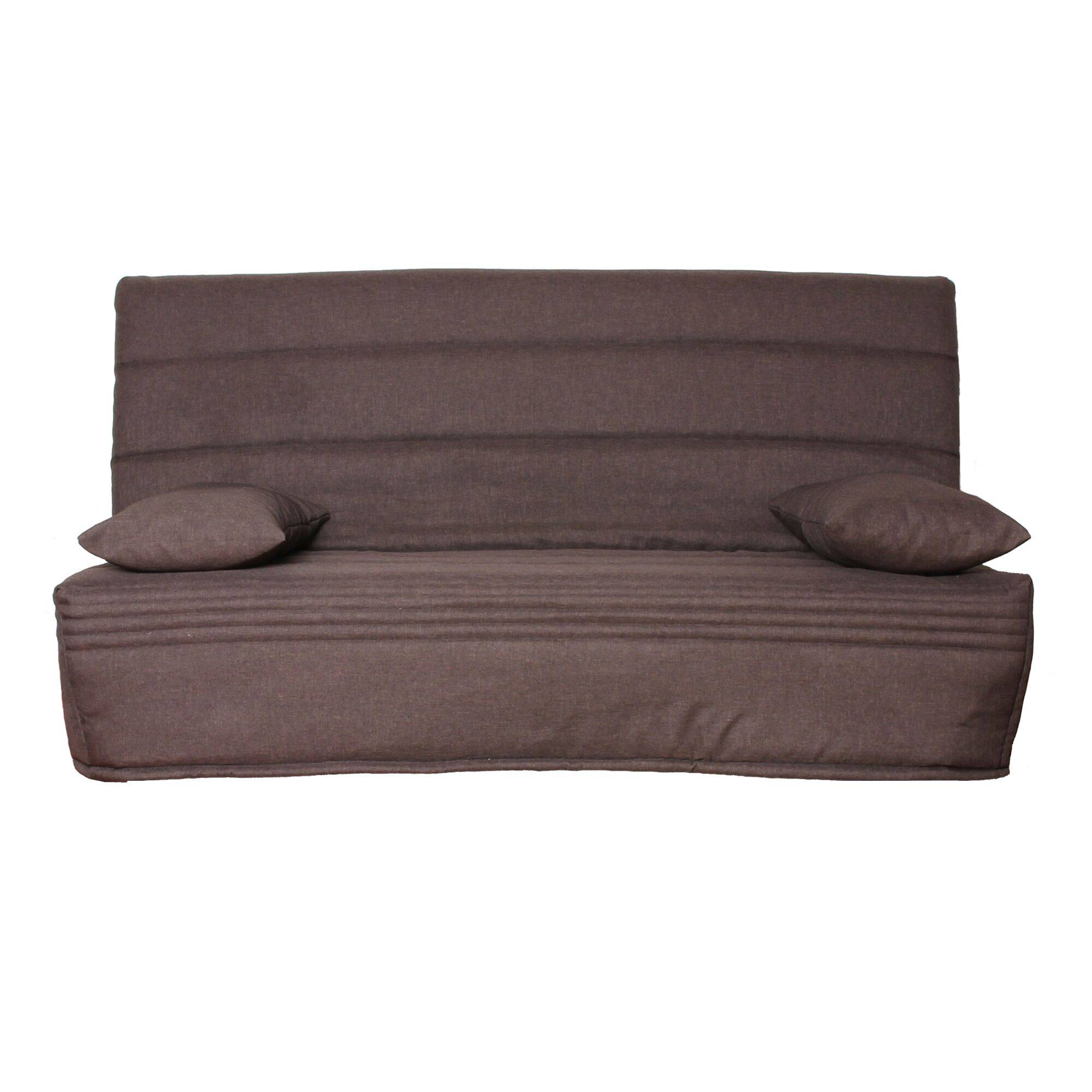 Canapé clic-clac tissu matelas 15 cm Orthense - Taupe - Matelas mousse HR