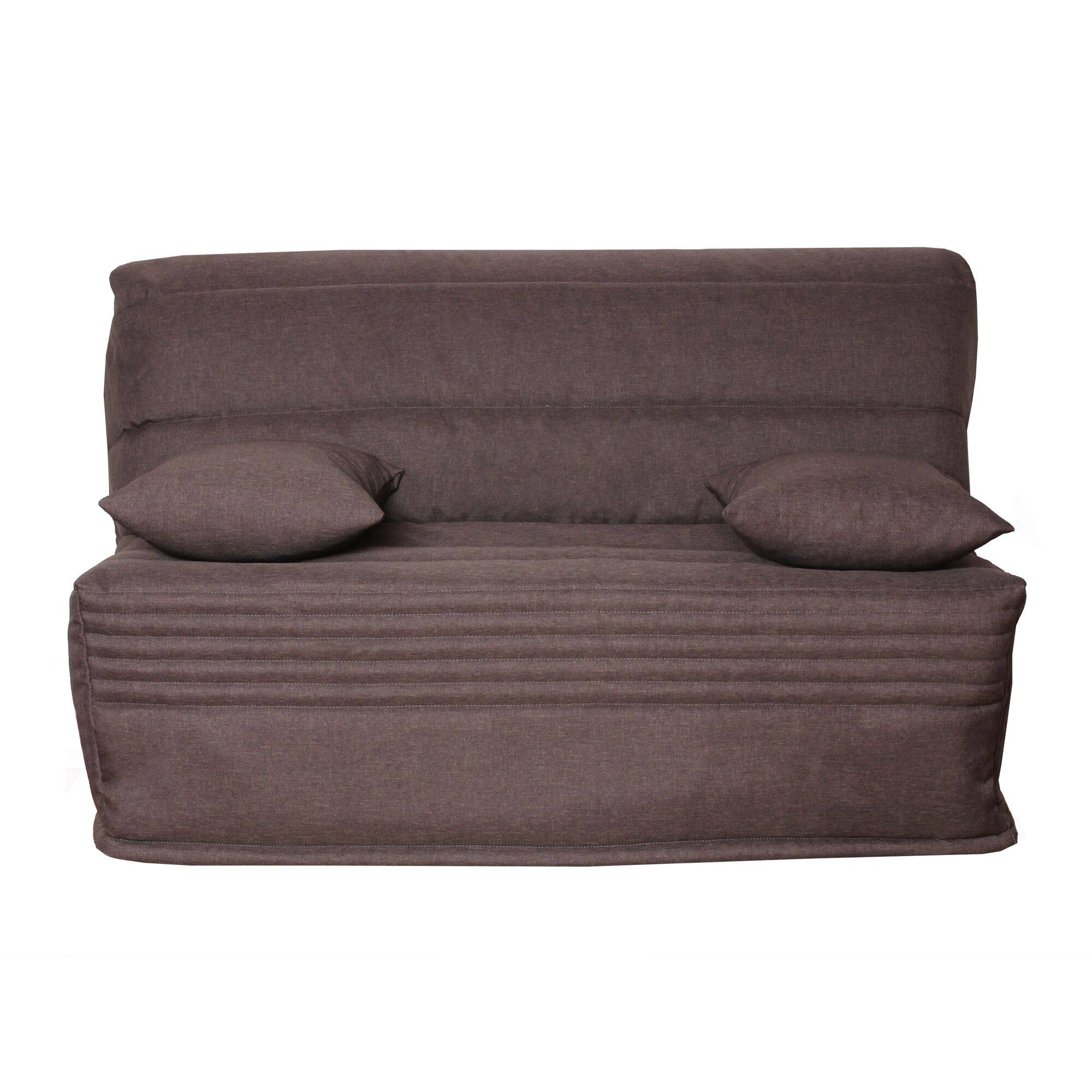 Canapé BZ tissu matelas 14 cm,Orthense - Taupe - 140 x 200 cm