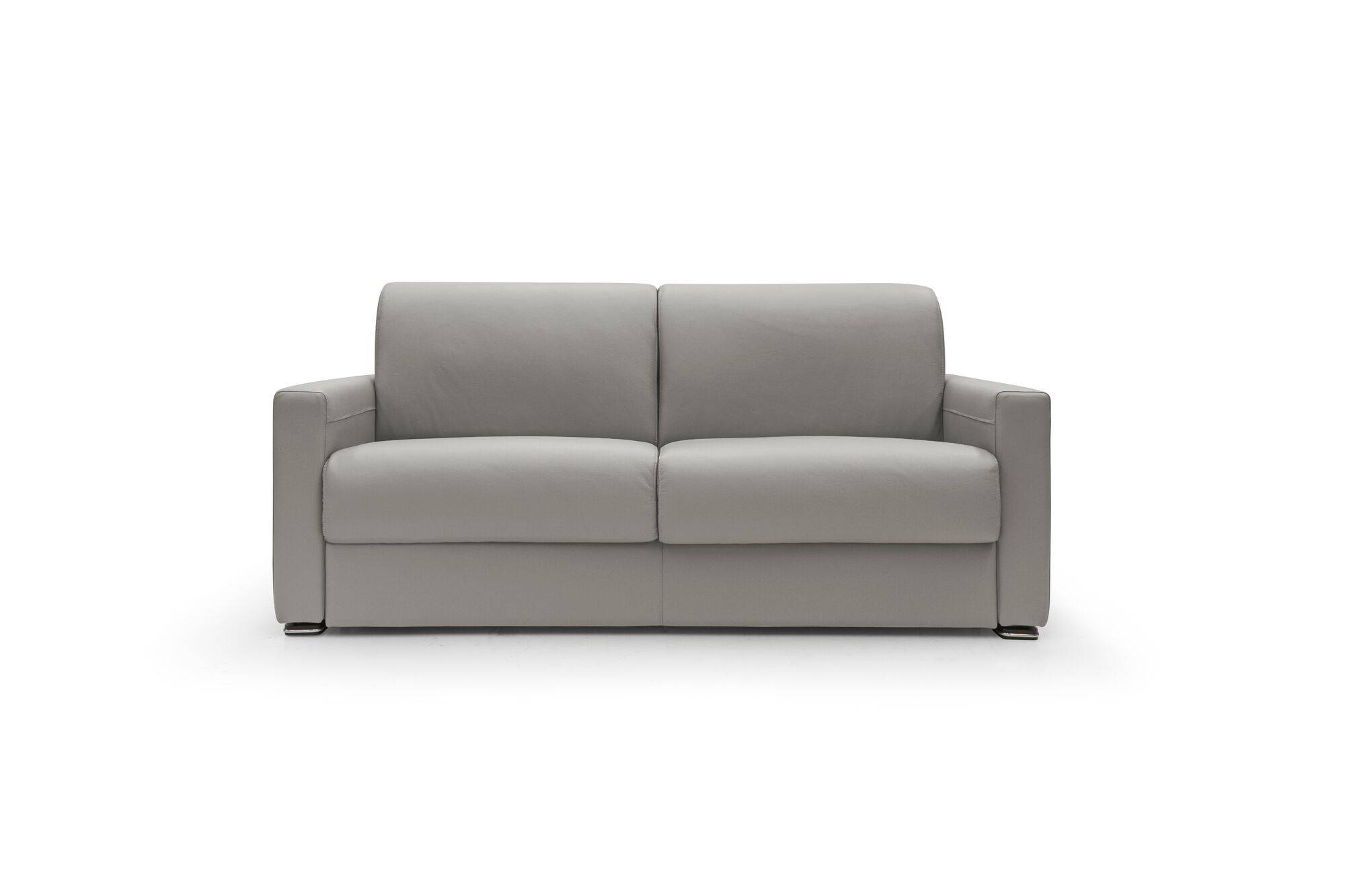 Canapé cuir Aubin - Gris Clair - Grand 2 places