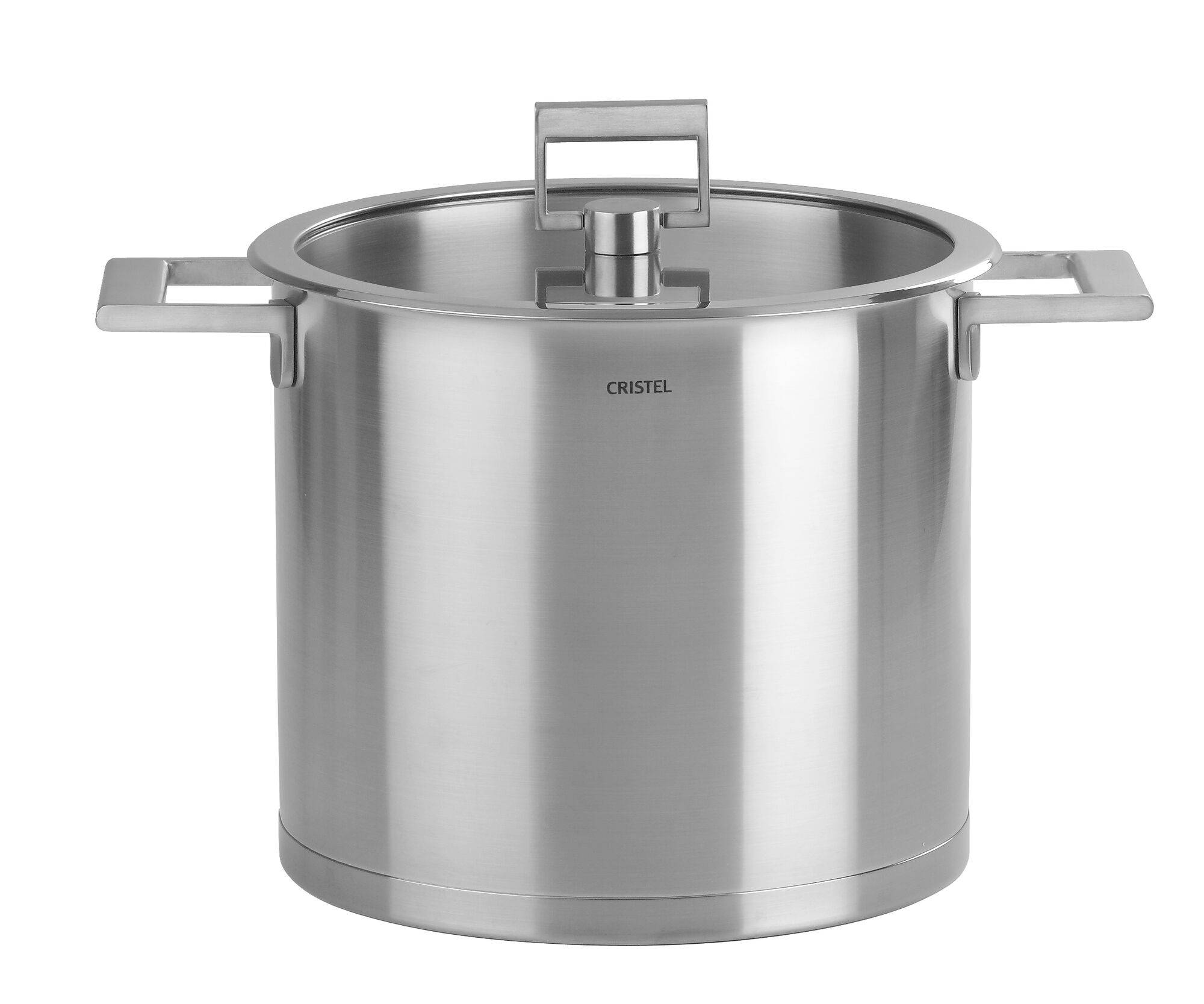 Marmite inox 22 cm et couvercle plat en verre Strate fixe CRISTEL
