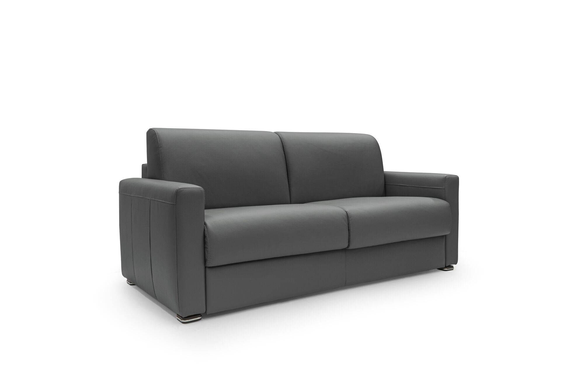 Canapé cuir Aubin - Anthracite - 3 places