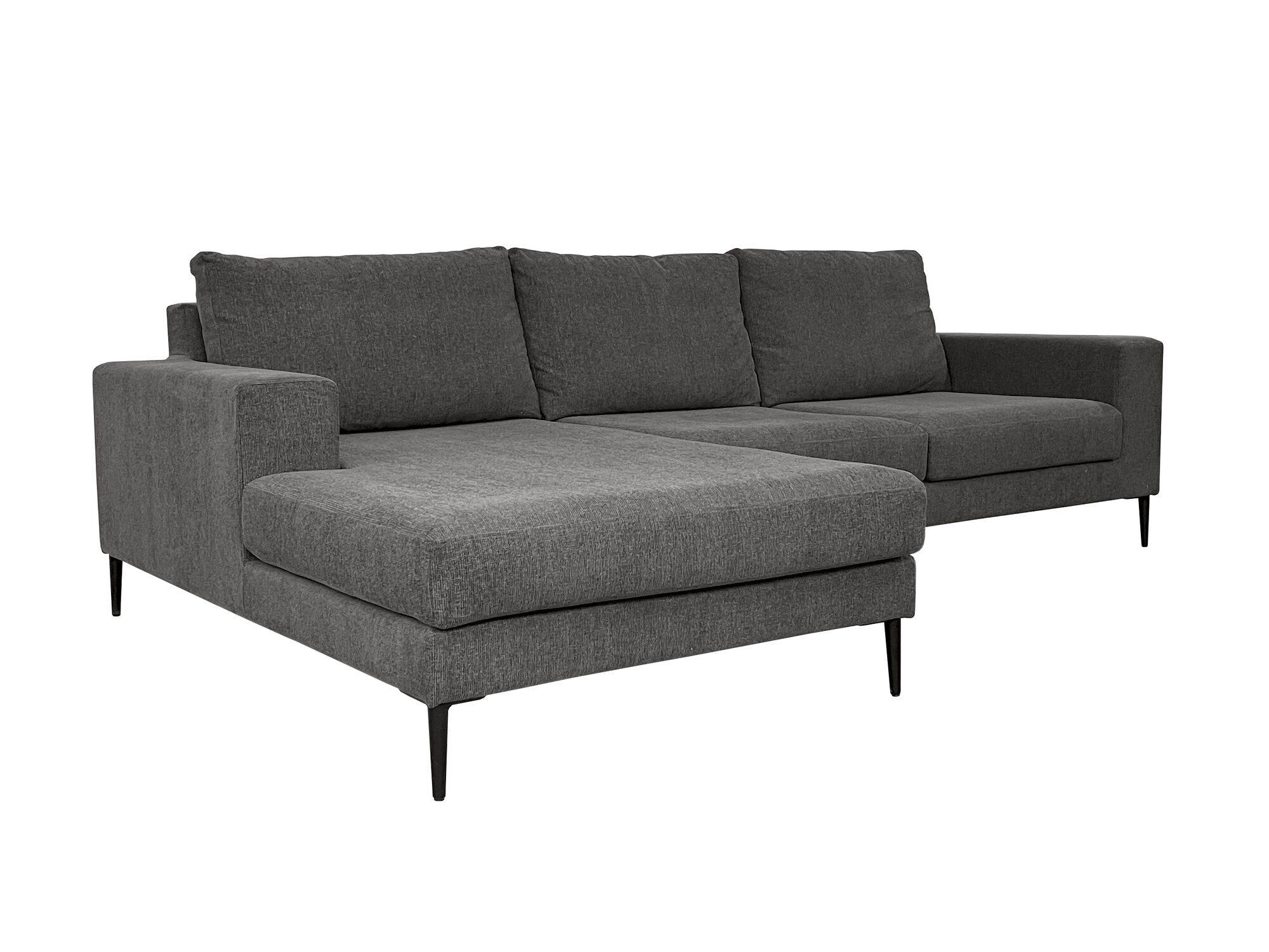 Canapé d'angle tissu Morgan - Anthracite - Canapé angle gauche