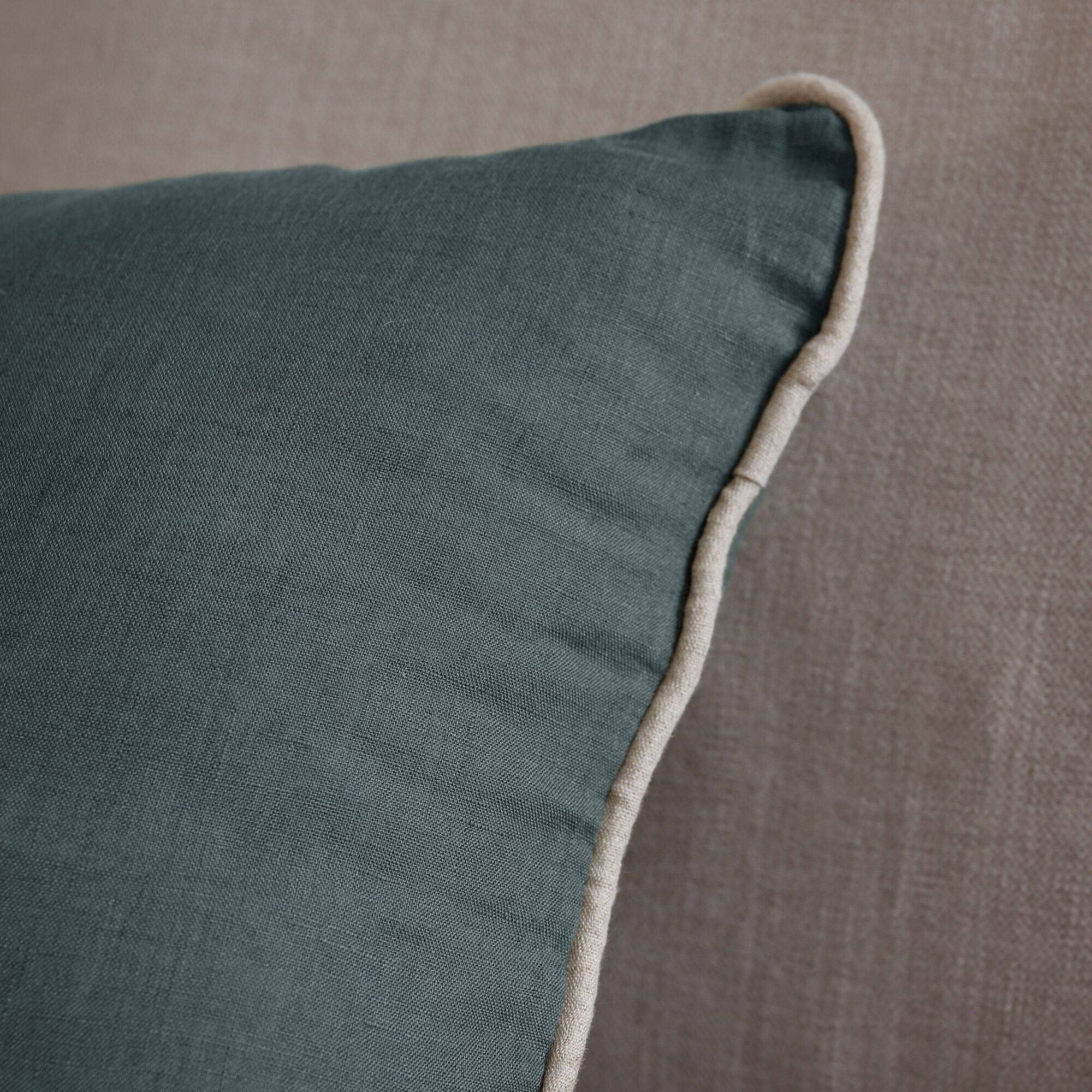 Coussin lin passepoil Carly CAMIF - Marine/Lin - 40 x 60 cm