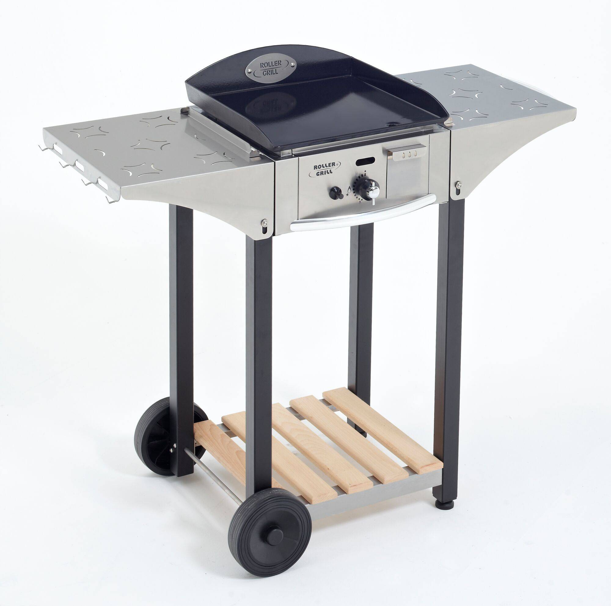 Desserte ROLLER GRILL inox et bois pour plancha 400