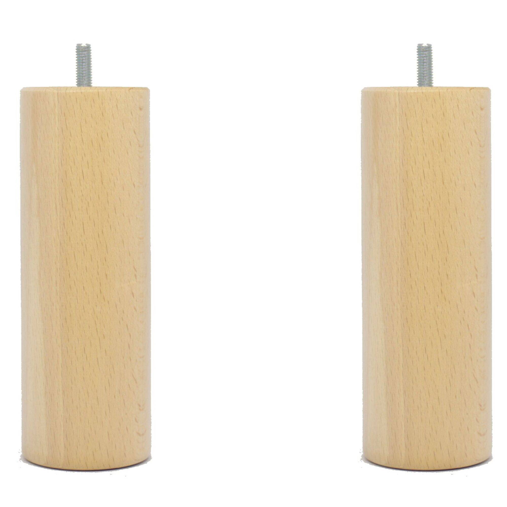 Jeu de 2 pieds cylindres bois clair, 17 cm