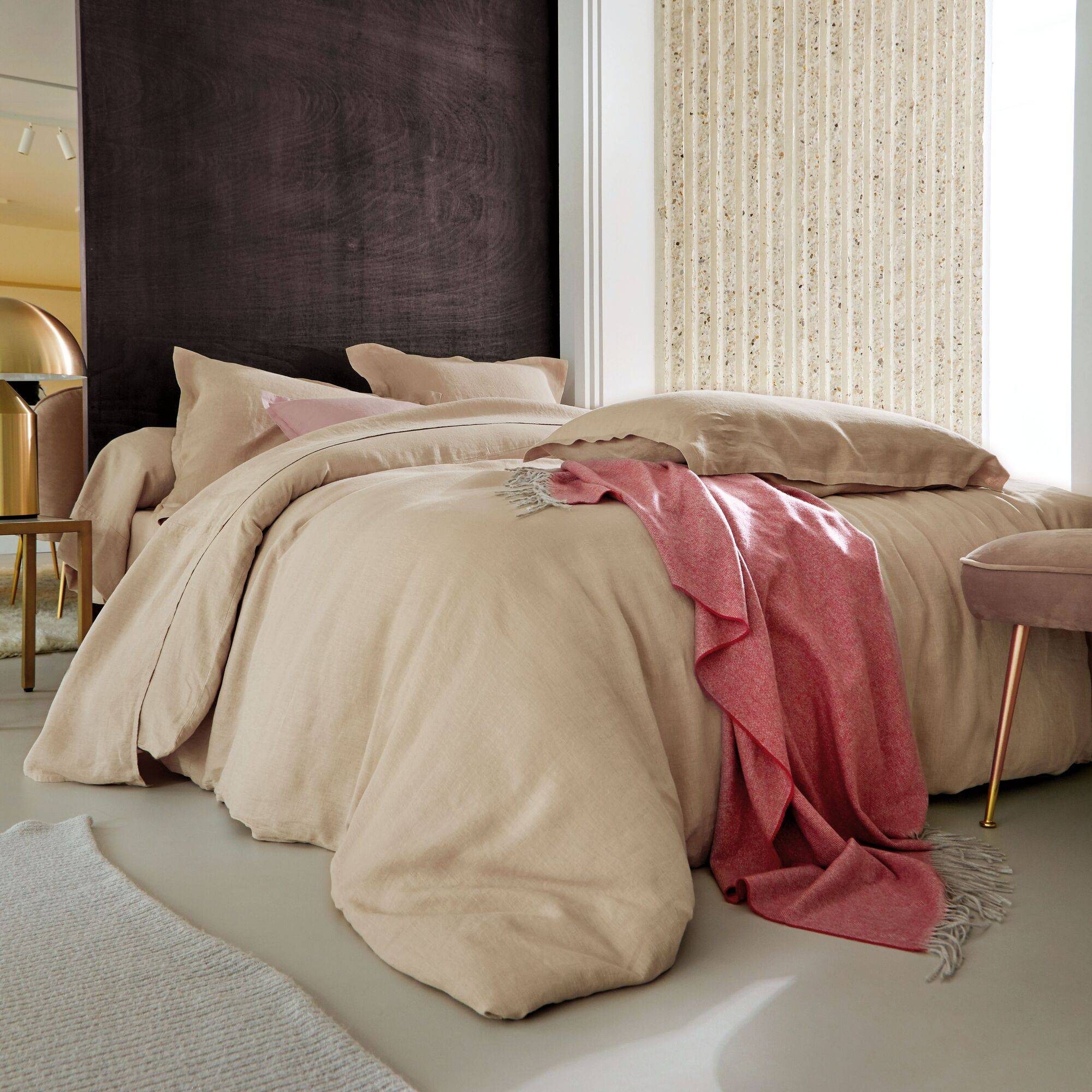 Drap 100% lin lavé, Louxor BLANC DES VOSGES - Naturel - 240 x 300 cm