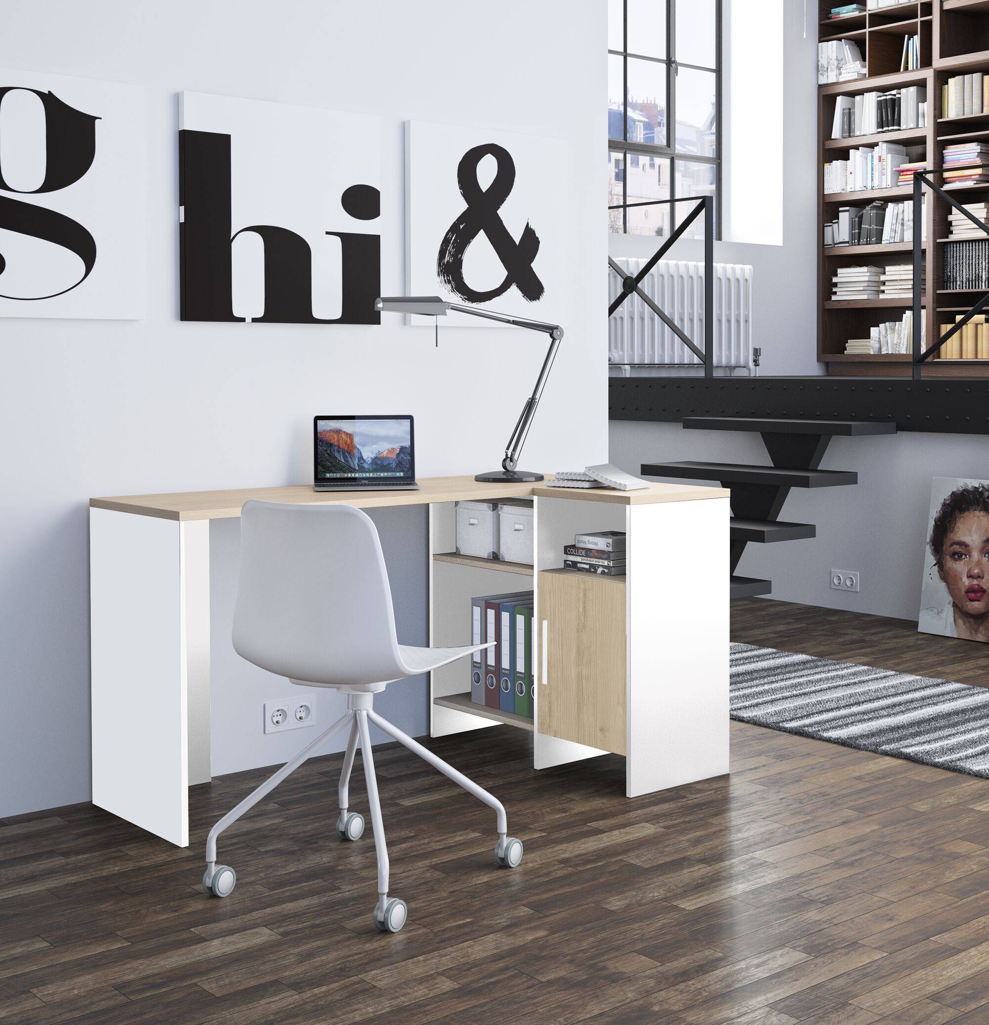 Bureau d'angle Garry Blanc