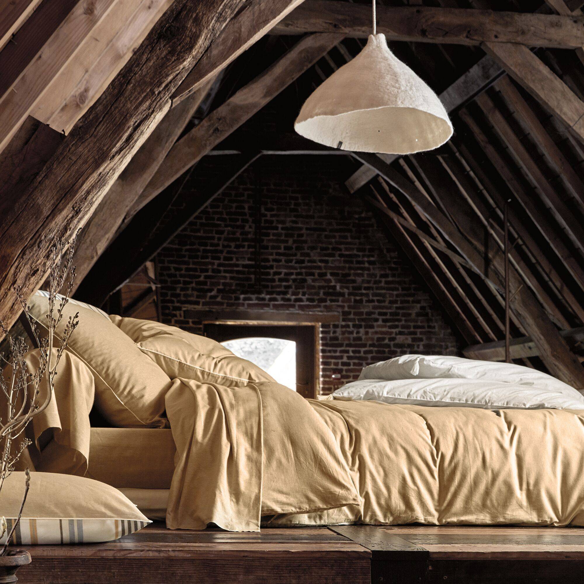 Housse de couette coton bio et recyclé Ressources BLANC DES VOSGES - Ocre - 140 x 200 cm