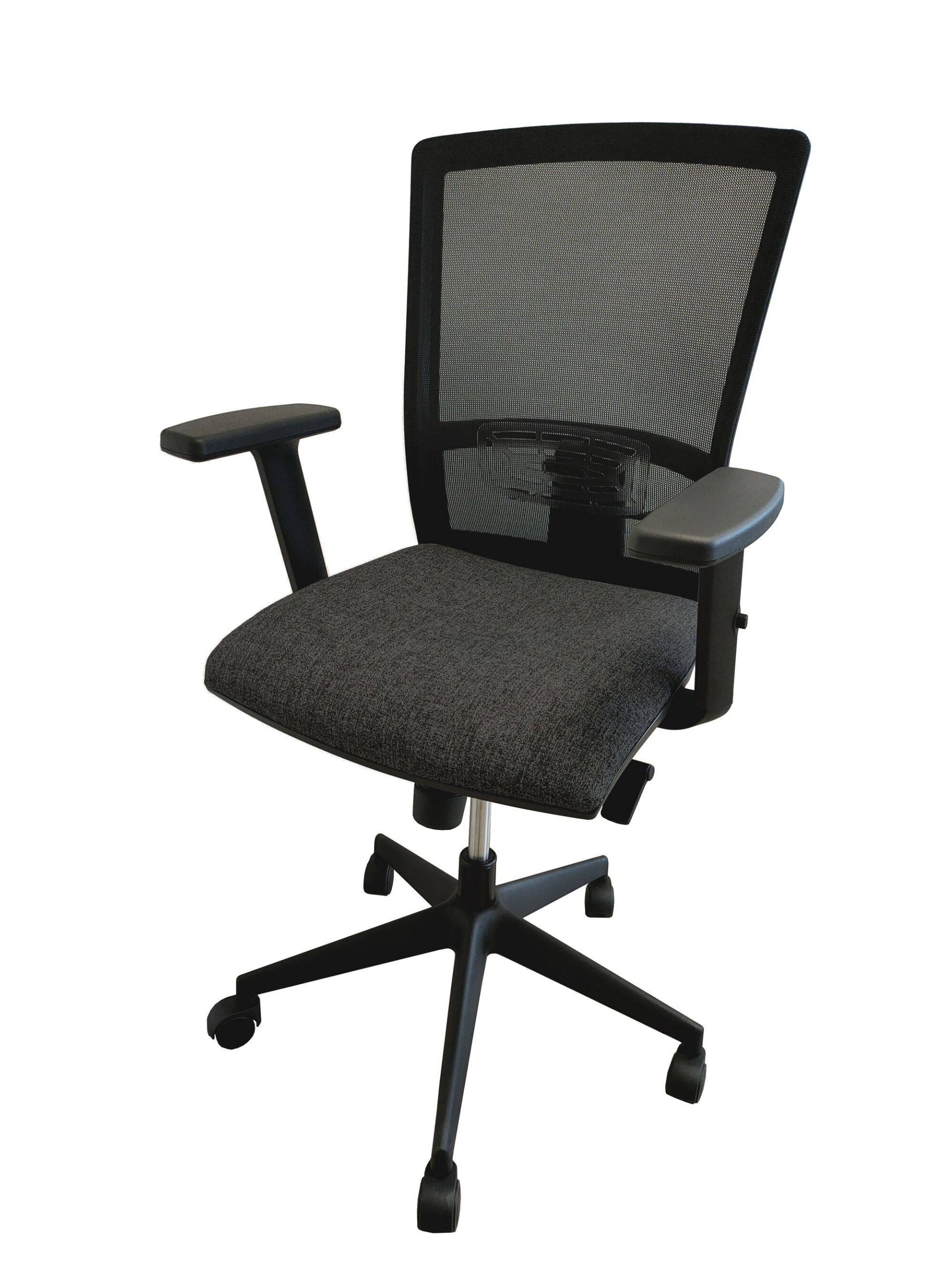 Fauteuil de bureau Alexandre II Kube - Noir chiné gris - Roulettes pour sol dur