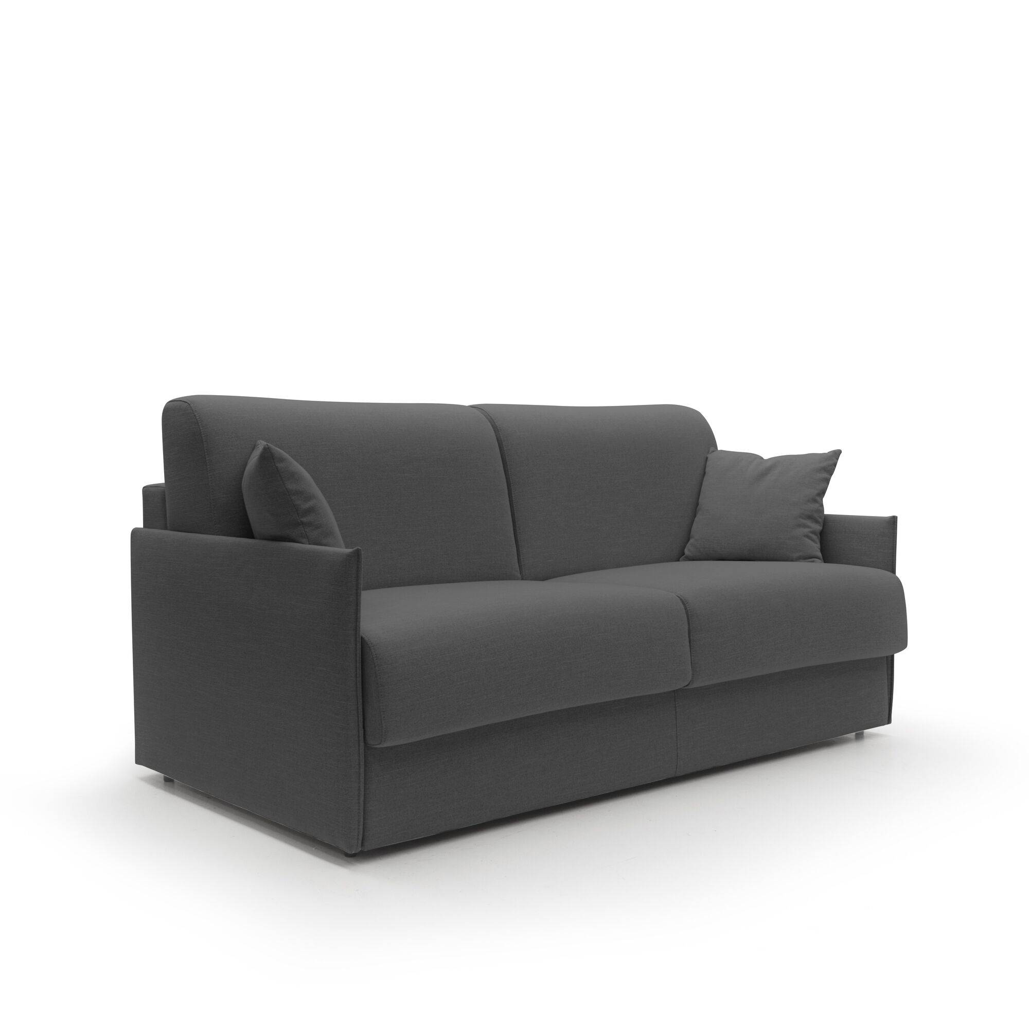 Canapé convertible tissu recyclé déhoussable Arthur - Anthracite - Grand 2 places