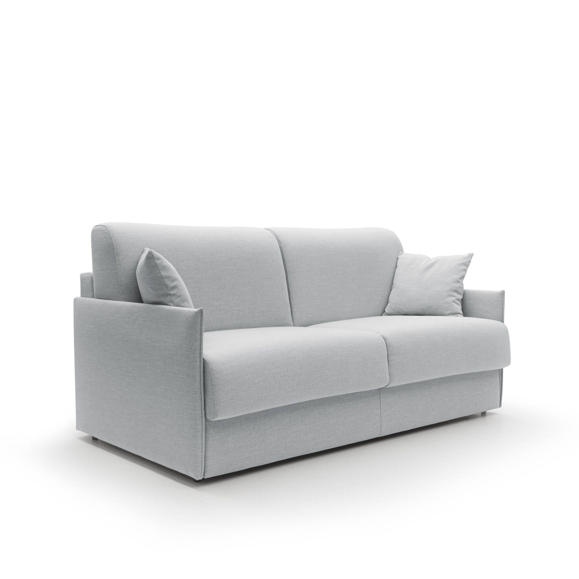 Canapé convertible tissu recyclé déhoussable Arthur - Gris Clair - Grand 2 places