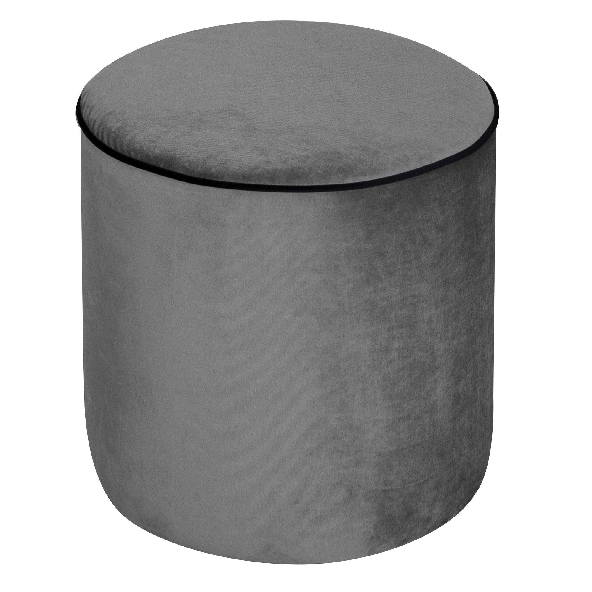 Pouf rond velours Léo - Gris