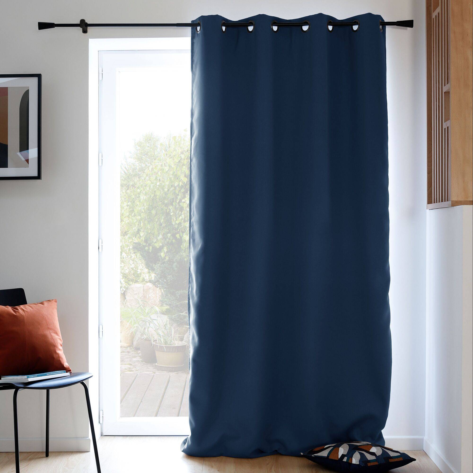 Rideau 3 en 1 phonique thermique occultant Marius MOONDREAM - Bleu Ardoise