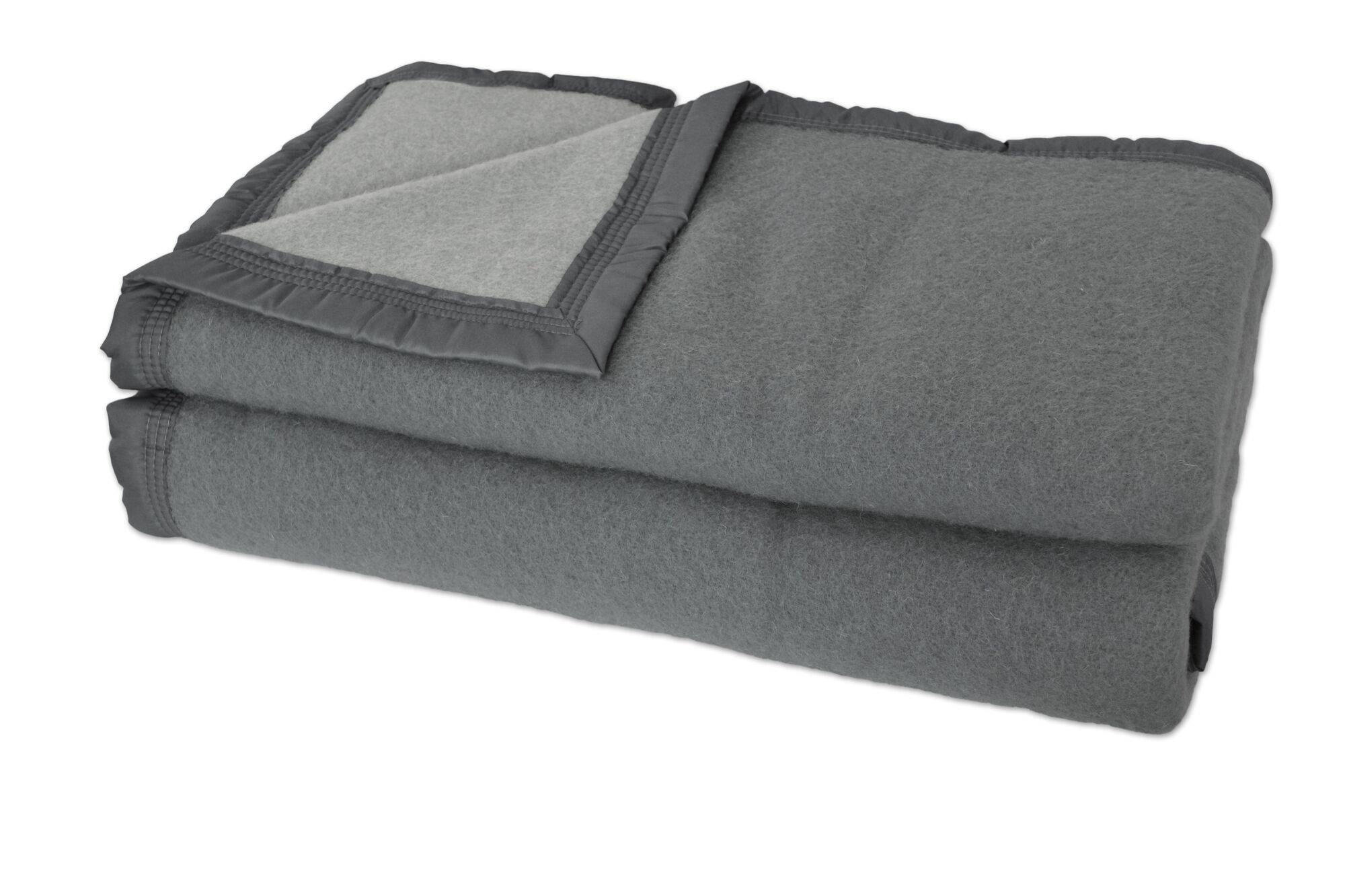 Couverture 100% laine Woolmark 500g Volta TOISON D'OR - Anthracite/Souris - 180 x 240 cm