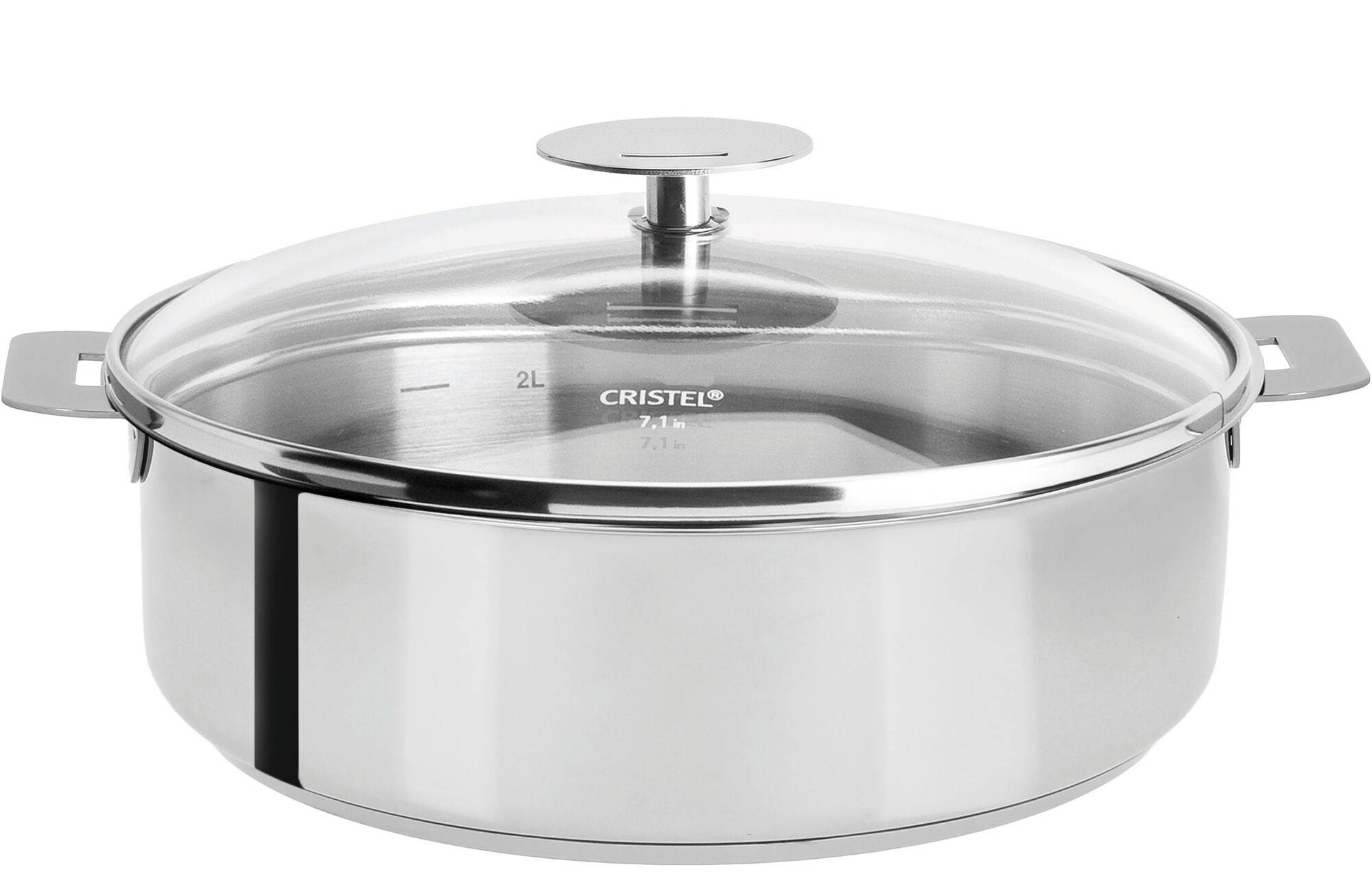 Set sauteuse inox Mutine 24 cm avec couvercle et poignée amovible framboise CRISTEL