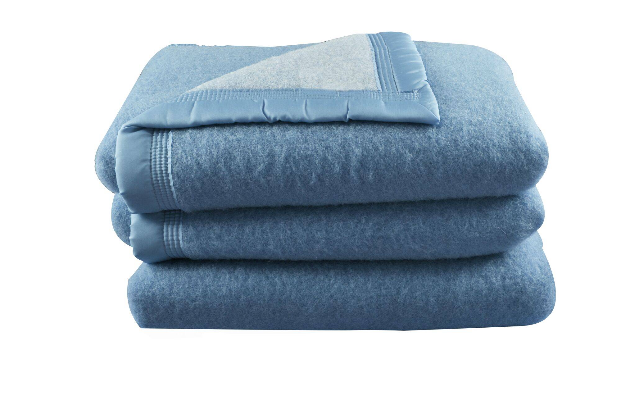 Couverture 100% laine Woolmark 500g Volta TOISON D'OR - Myosotis/Ciel - 180 x 240 cm