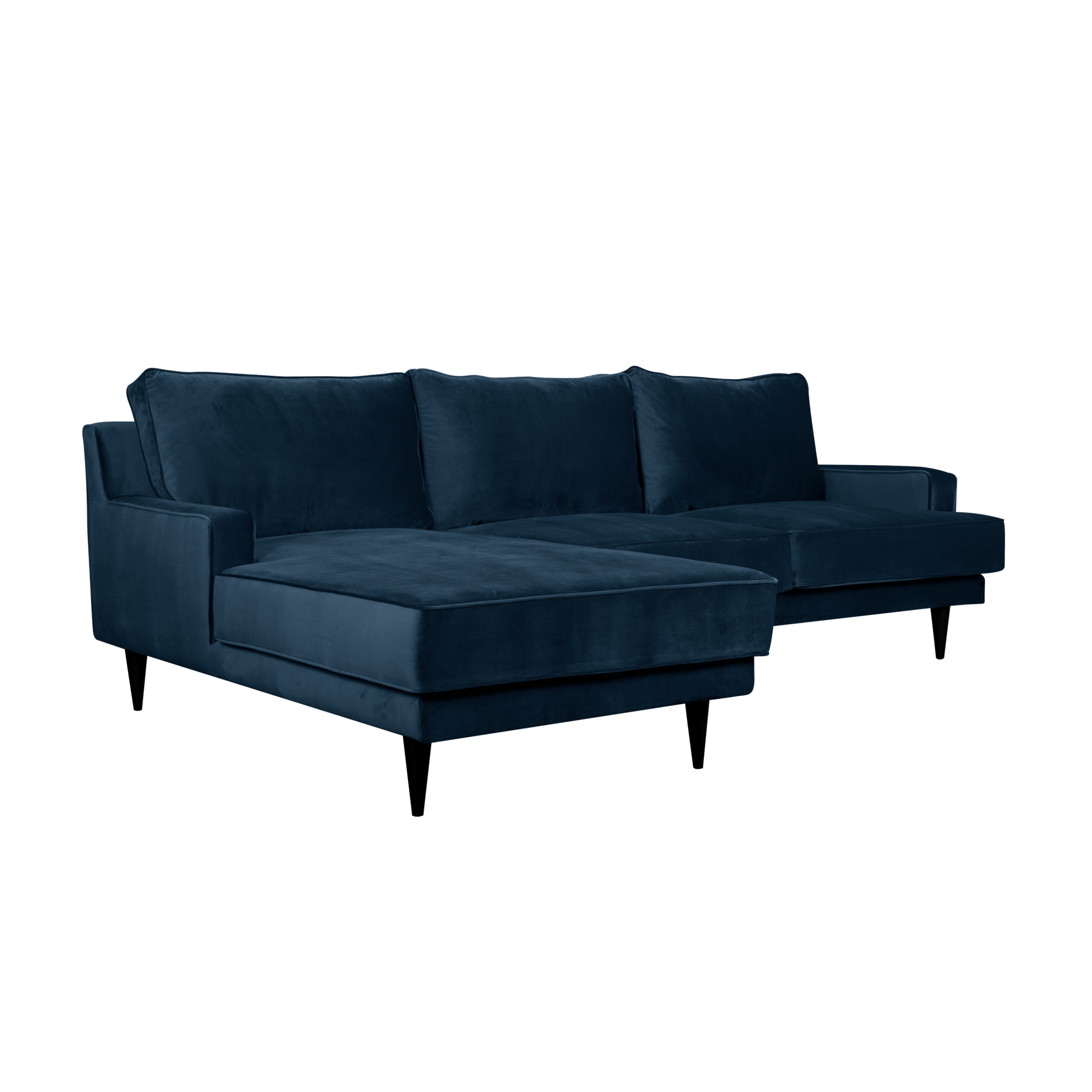 Canapé d'angle velours Oscar CAMIF EDITION - Bleu - Canapé angle gauche