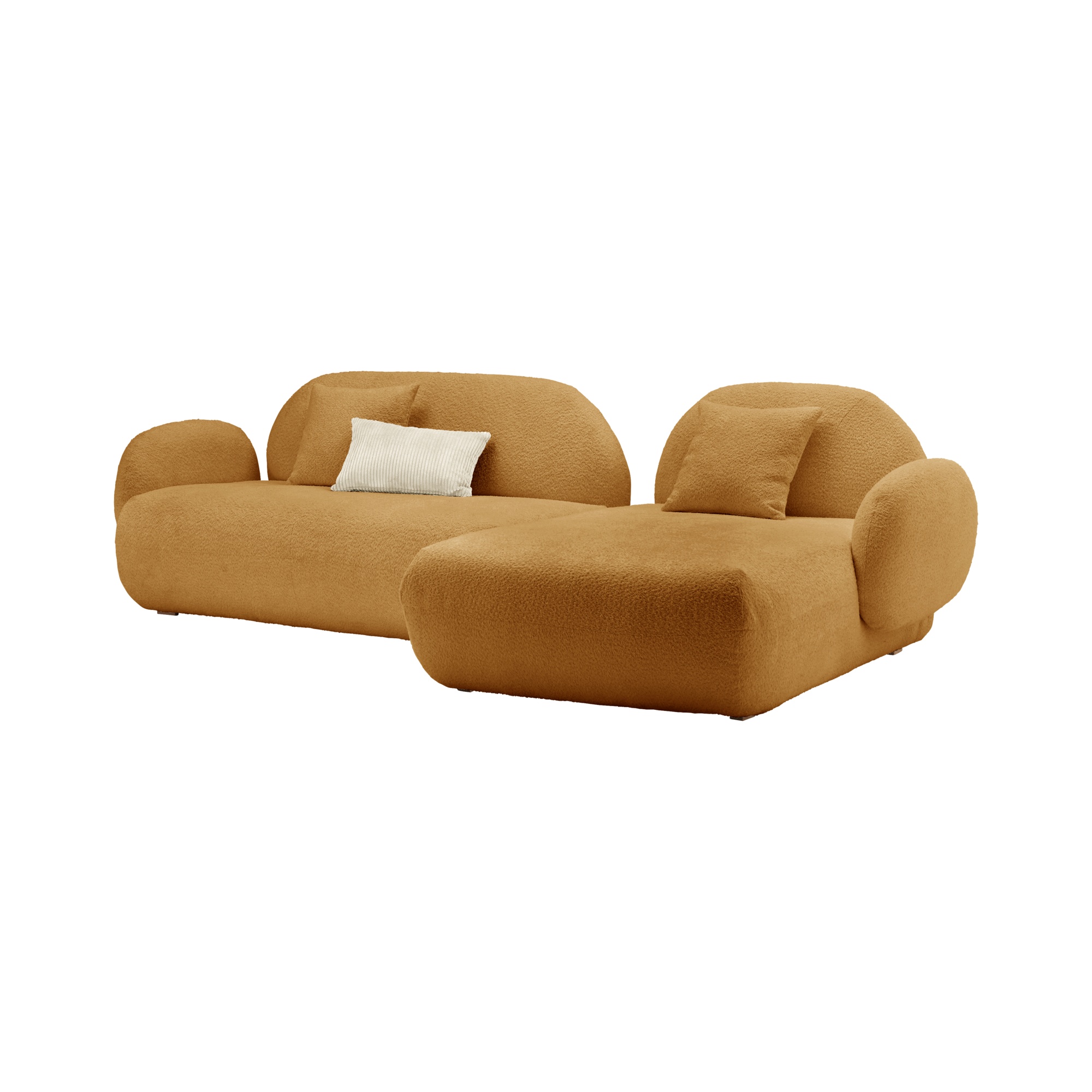 Canapé d'angle bouclette Oméga - Ocre - Canapé angle droit