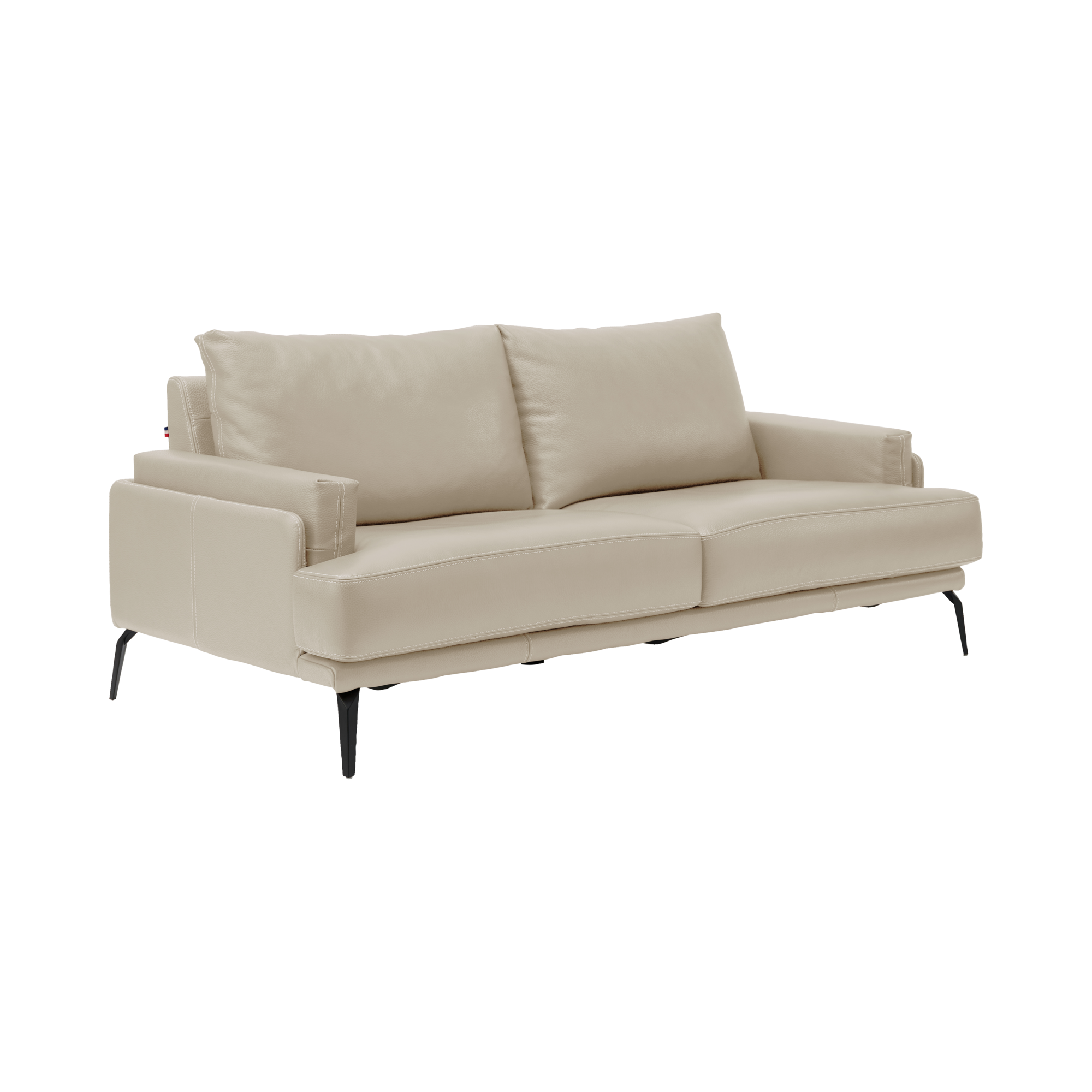 Canapé cuir Basile - Sable - Grand 2 places