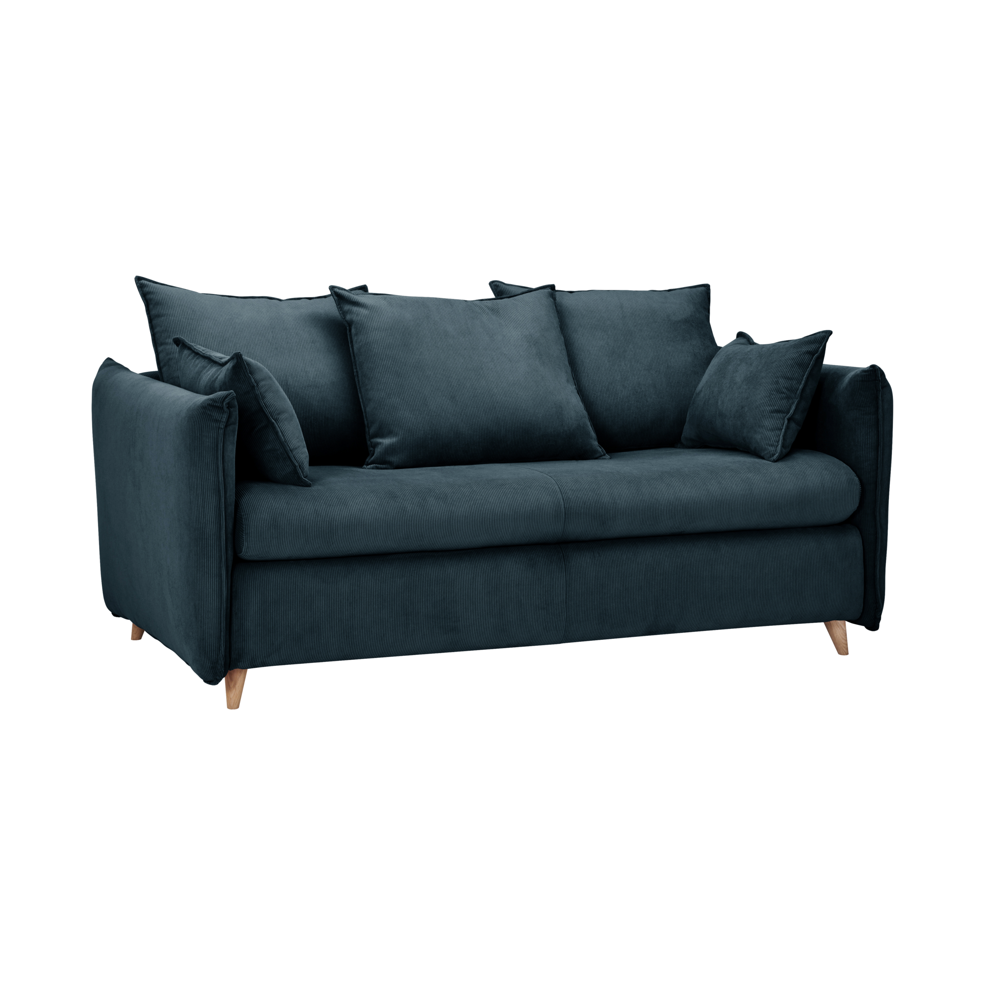 Canapé convertible velours côtelé Orion CAMIF - Bleu Prusse