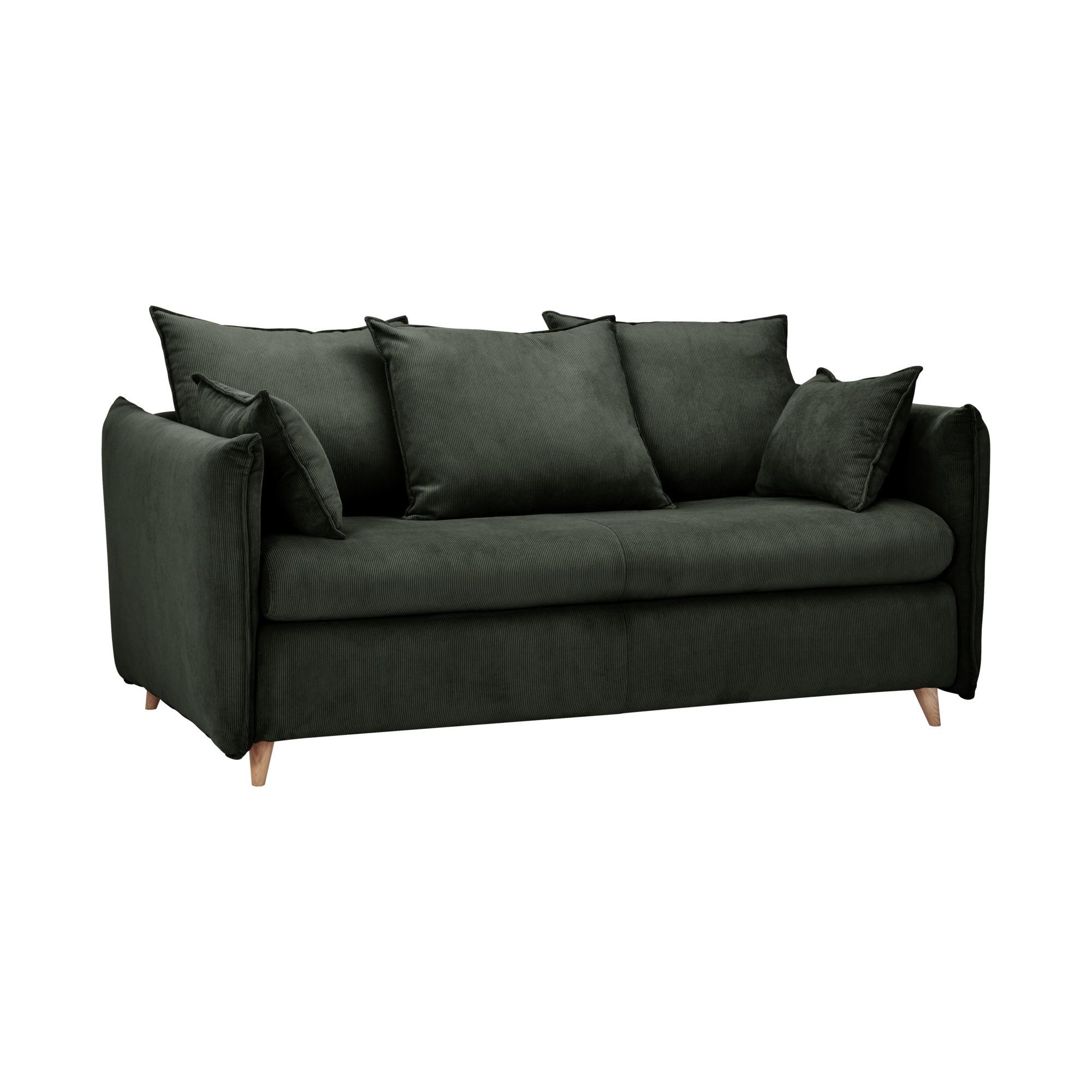 Canapé convertible velours côtelé Orion CAMIF - Vert Cèdre