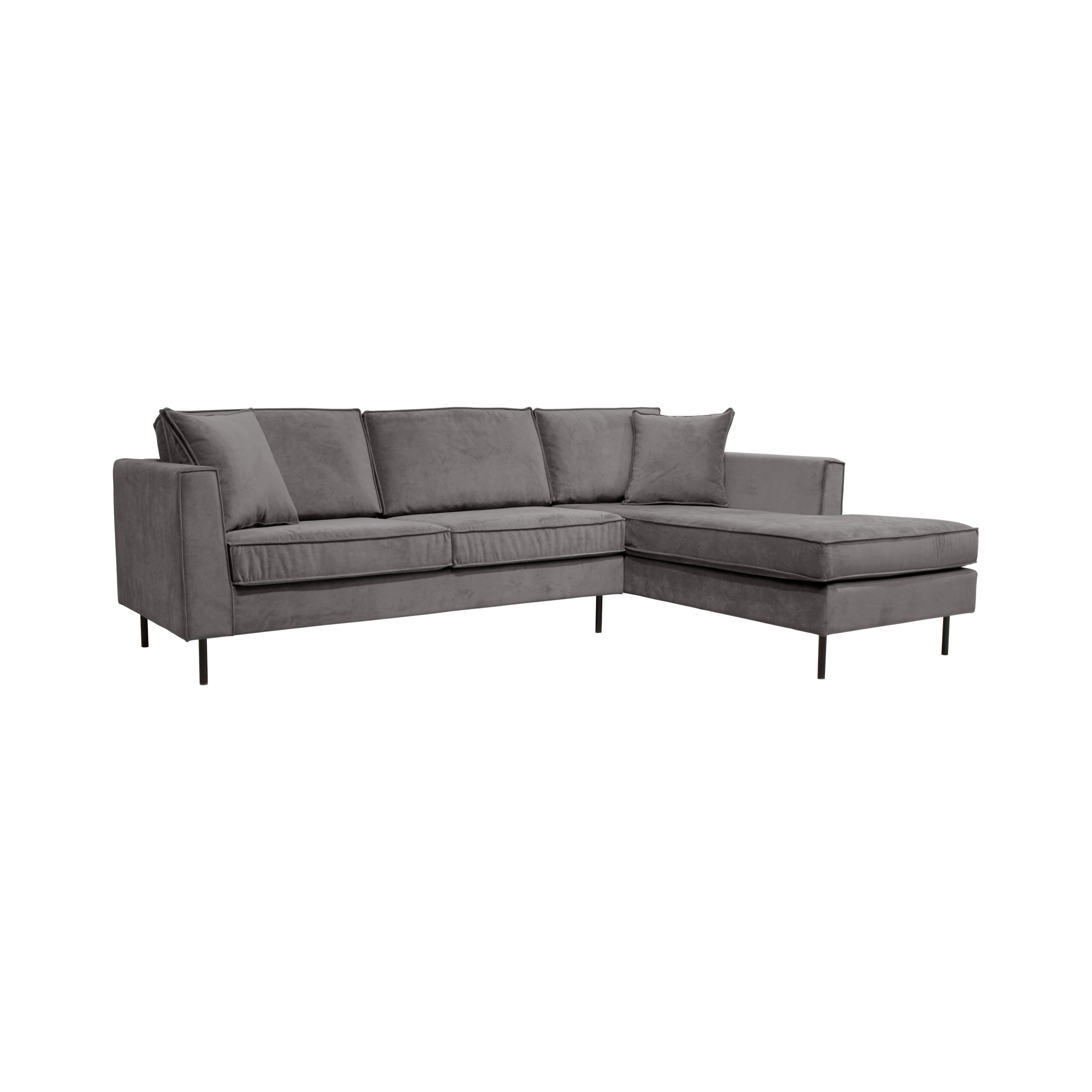 Canapé d'angle velours Pietra - Gris Clair - Canapé angle droit