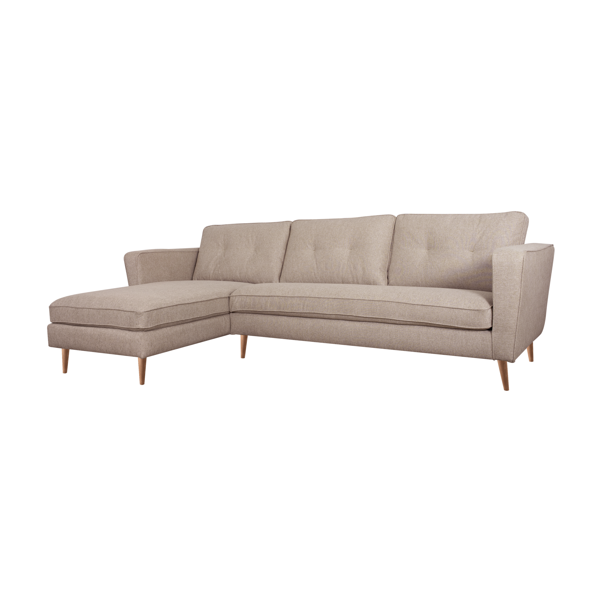 Canapé d'angle tissu Ondine CAMIF - Crème - Canapé angle gauche