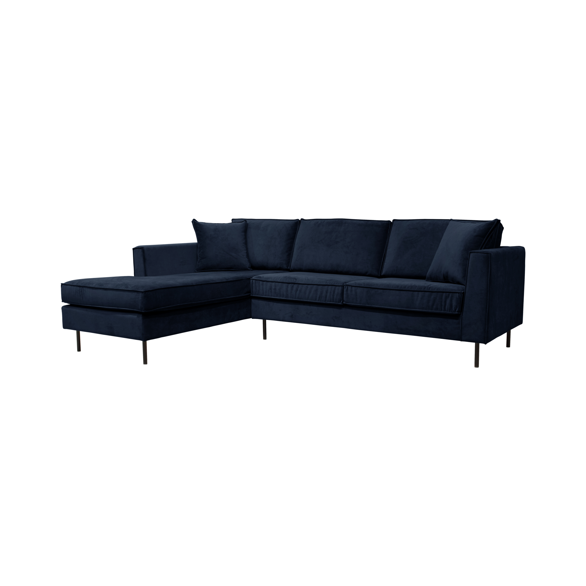 Canapé d'angle velours Pietra - Bleu Nocturne - Canapé angle gauche