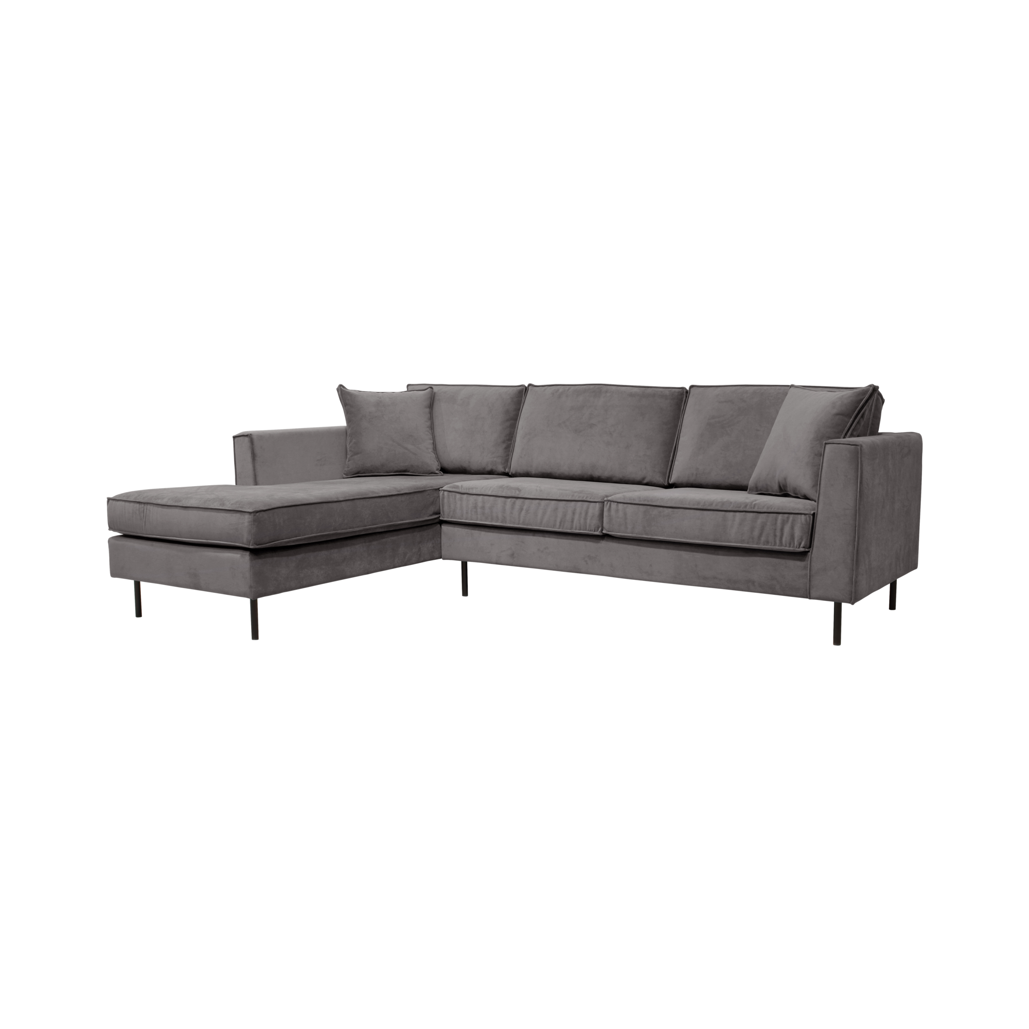 Canapé d'angle velours Pietra - Gris Clair - Canapé angle gauche