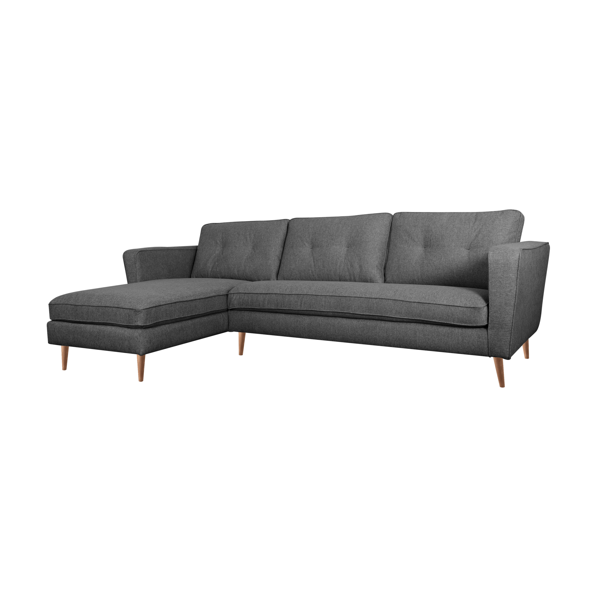 Canapé d'angle tissu Ondine CAMIF - Anthracite - Canapé angle gauche