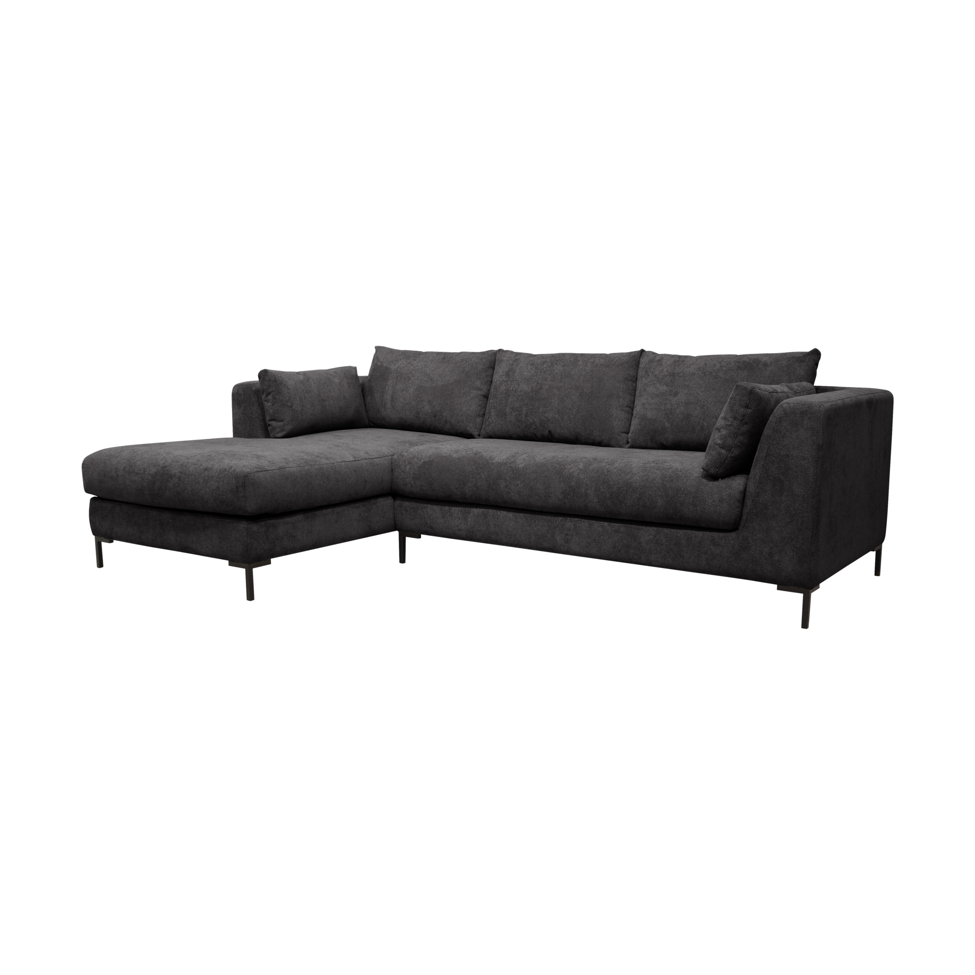 Canapé d'angle tissu Pornic CAMIF - Noir - Canapé angle gauche