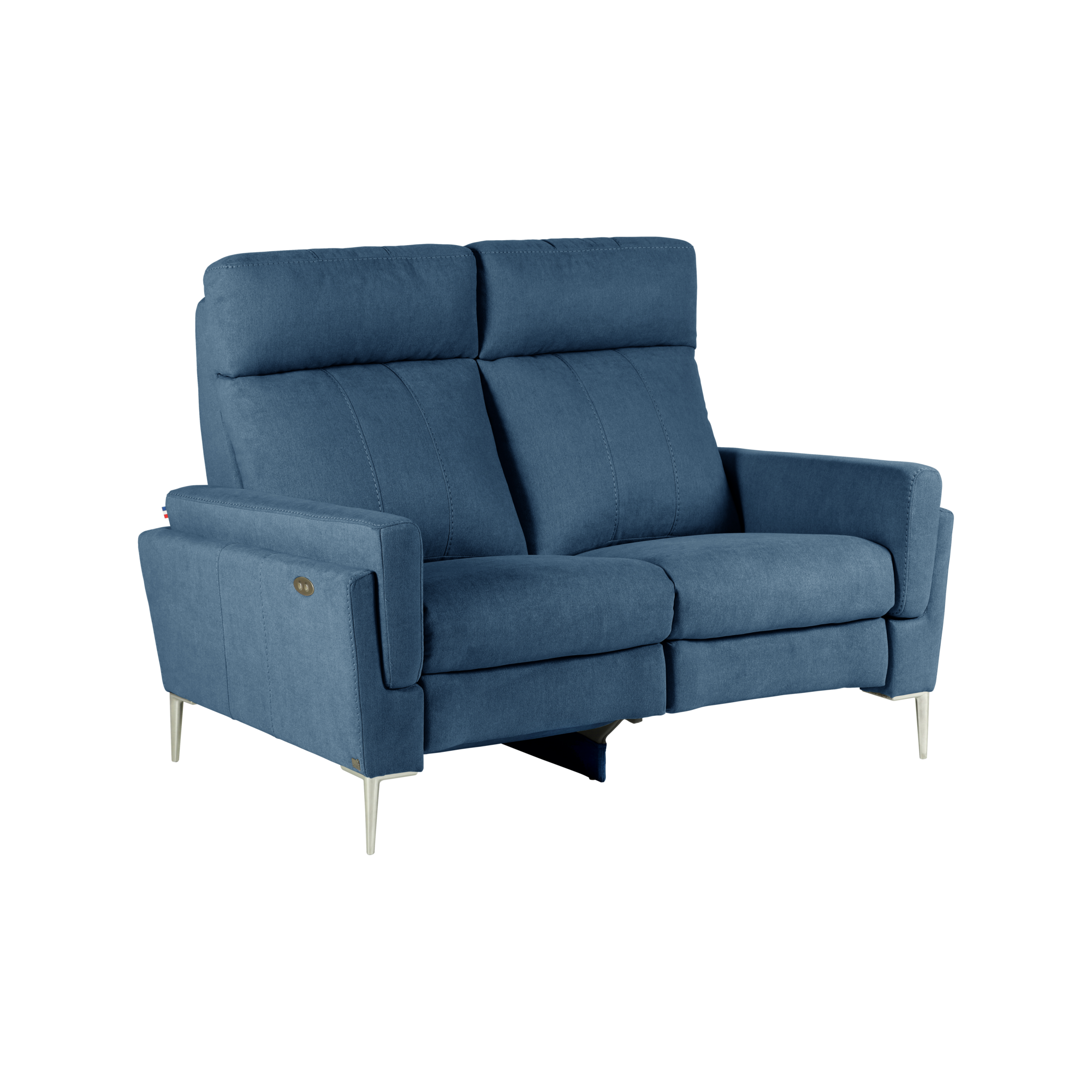 Canapé relax électrique tissu Boston - Bleu Jean - 2 places - relax à gauche 