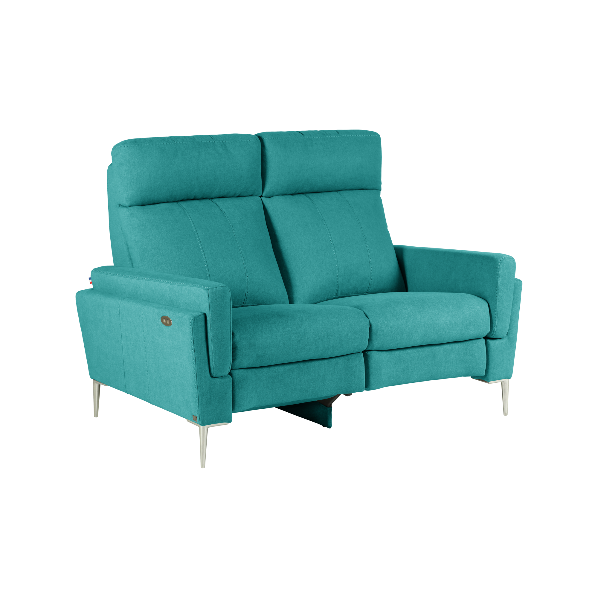 Canapé relax électrique tissu Boston - Bleu Pétrole - 2 places - relax à gauche 