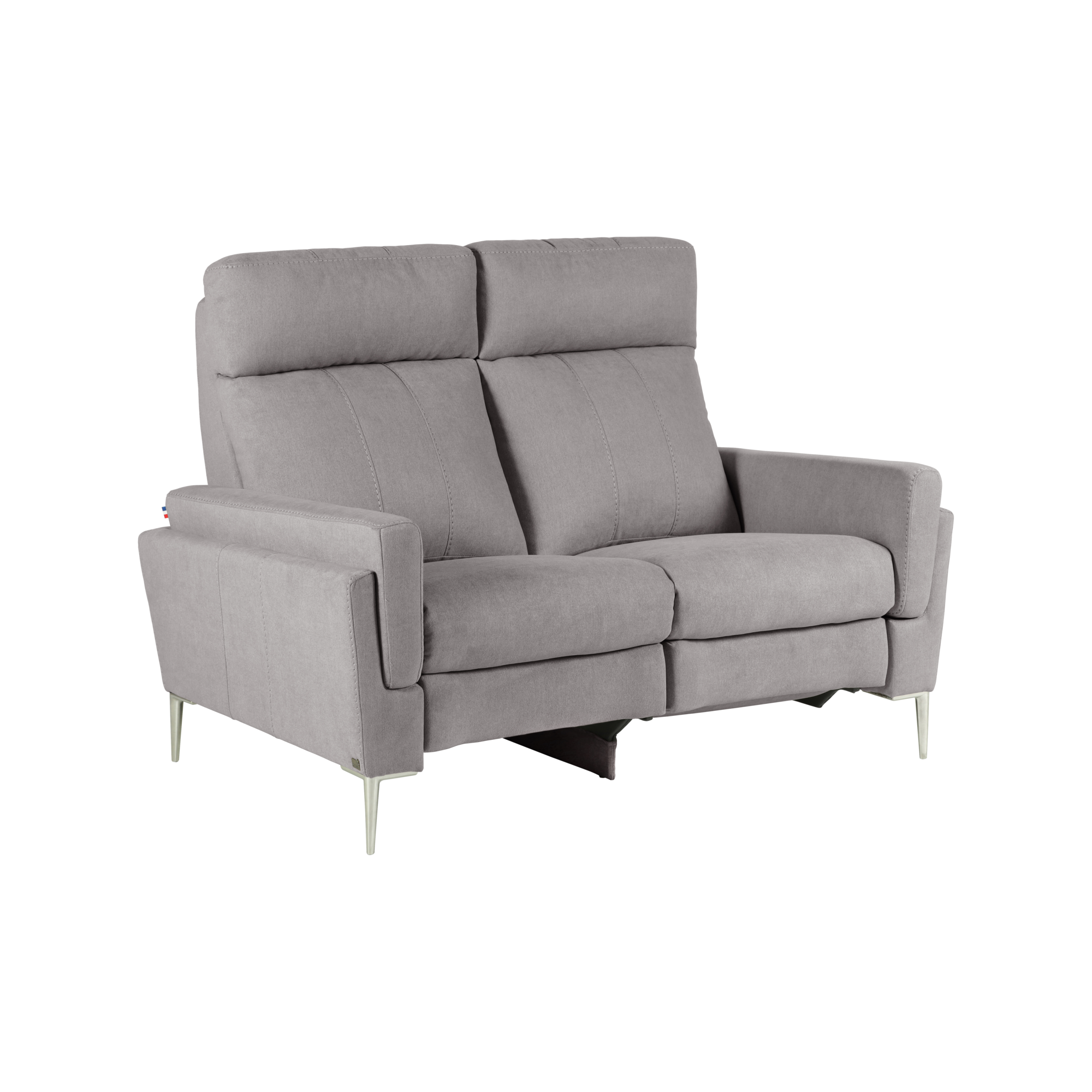 Canapé relax électrique tissu Boston - Gris Clair - 2 places - relax à droite